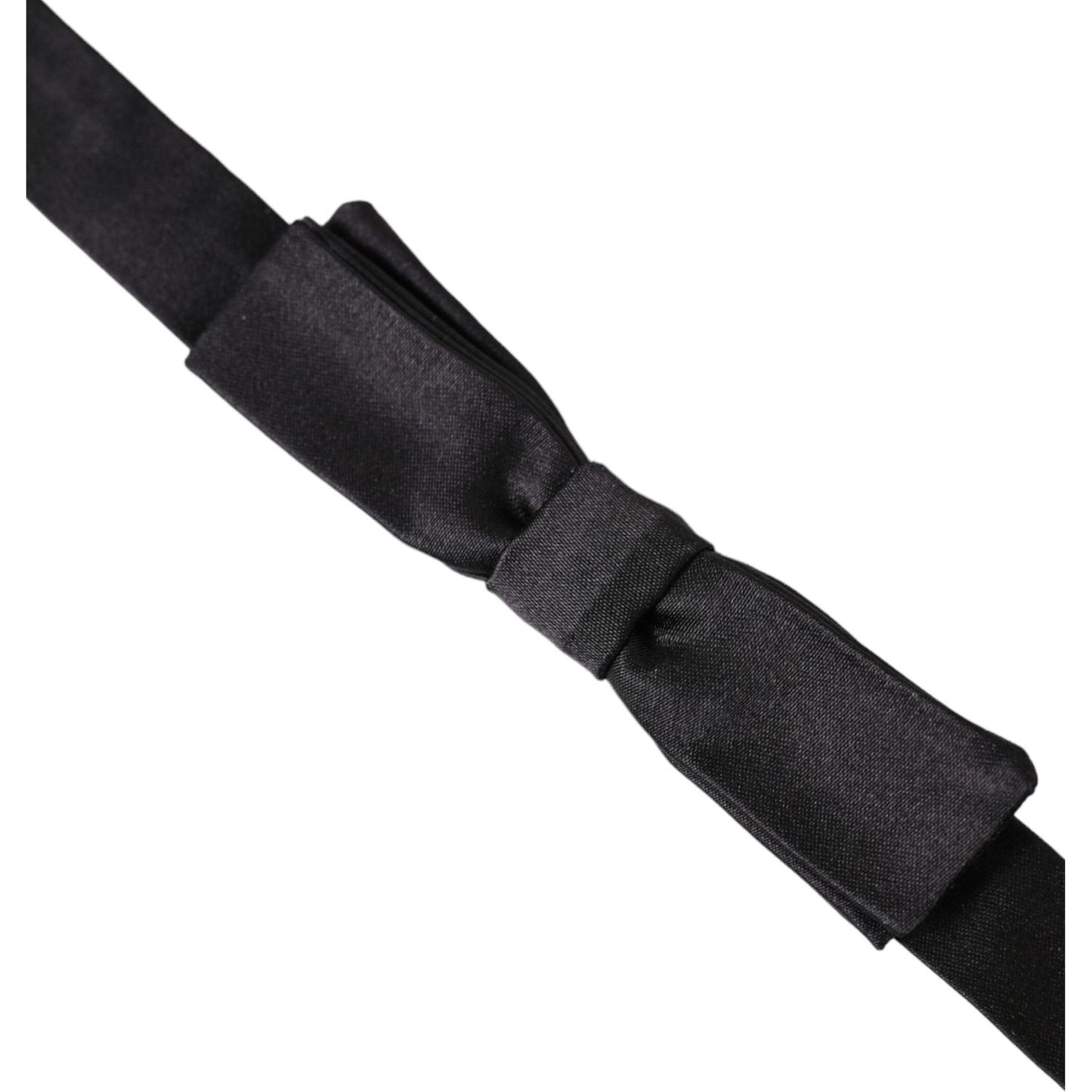 Dolce & Gabbana Dark Gray Silk Adjustable Neck Men Bow Tie Dolce & Gabbana Dark Slate Gray