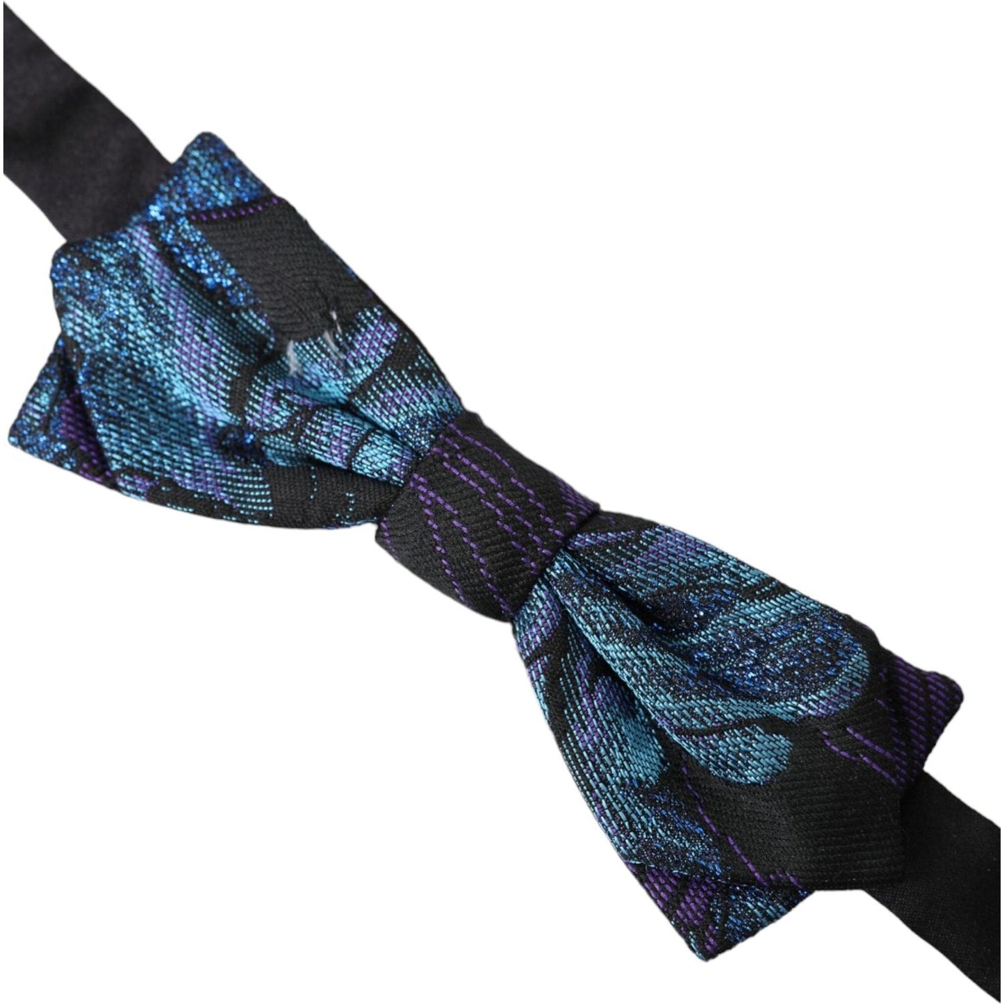 Dolce & Gabbana Black Blue Brocade Adjustable Neck Men Bow Tie Dolce & Gabbana Dark Slate Gray