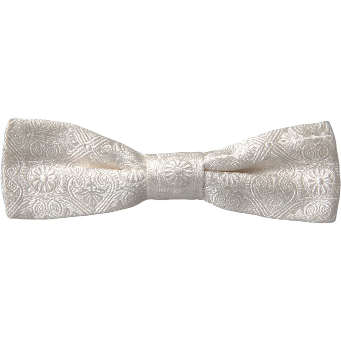 Dolce & Gabbana White Floral Brocade Adjustable Neck Men Bow Tie Dolce & Gabbana Dark Gray