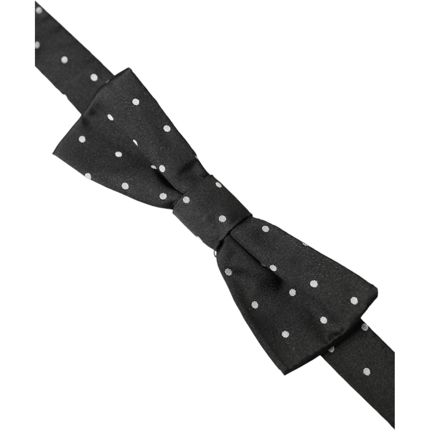 Dolce & Gabbana Black White Polka Dot Silk Men Neck Bow Tie Dolce & Gabbana Dark Slate Gray