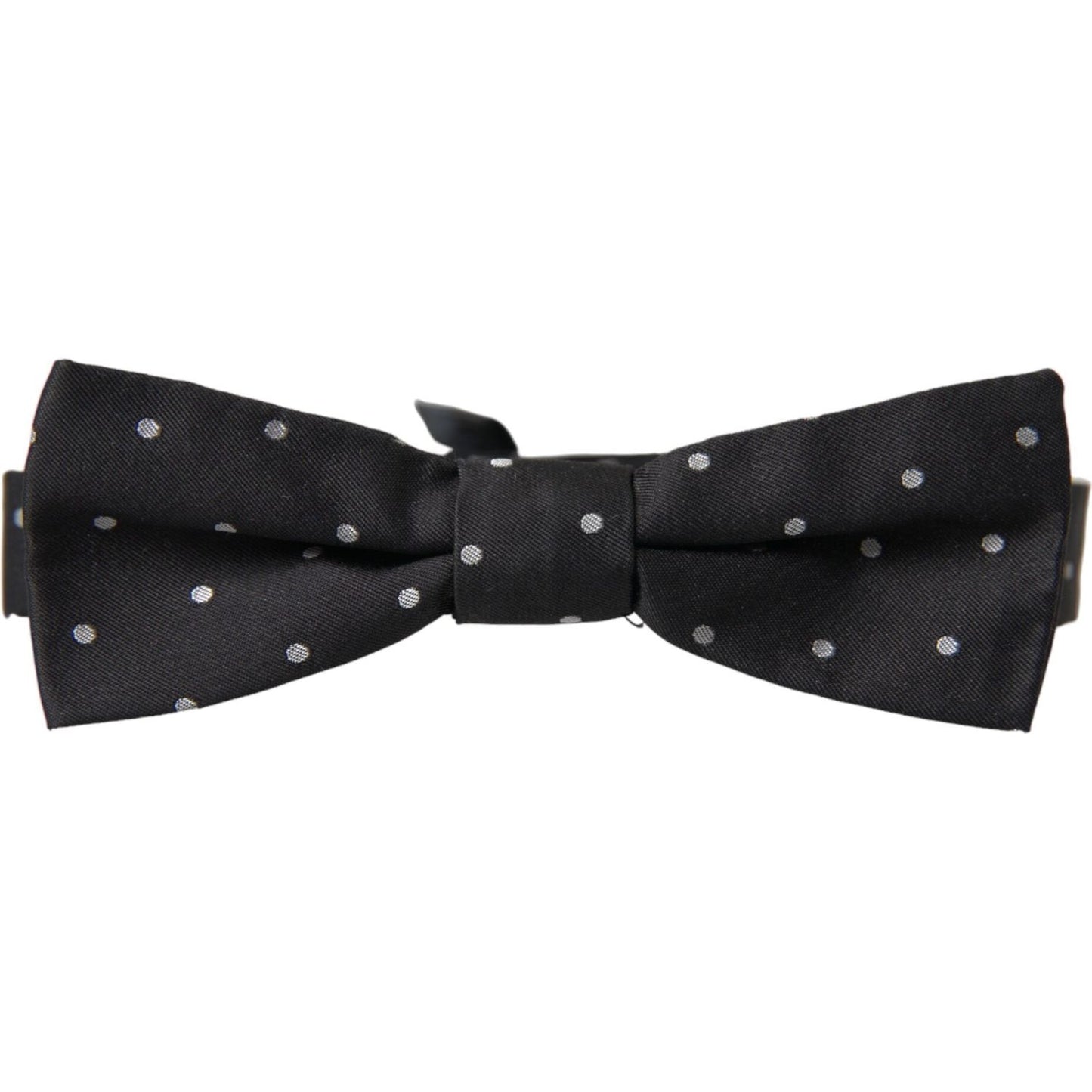 Dolce & Gabbana Black White Polka Dot Silk Men Neck Bow Tie Dolce & Gabbana Dark Slate Gray