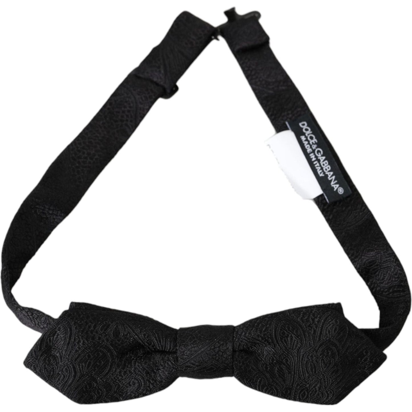 Dolce & Gabbana Black Brocade Silk Adjustable Neck Bow Tie Dolce & Gabbana Black