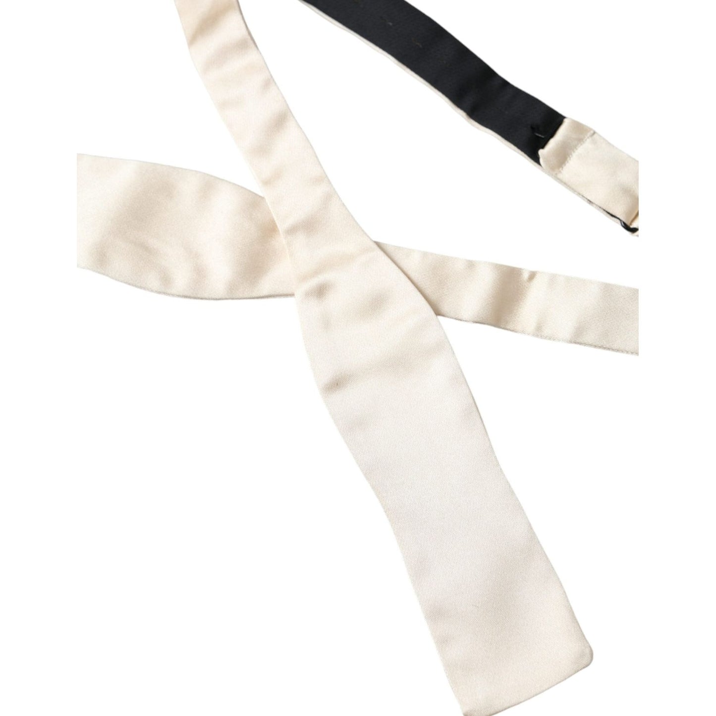 Dolce & Gabbana Beige Silk Slim Skinny Necktie Men Bow Tie Dolce & Gabbana Antique White