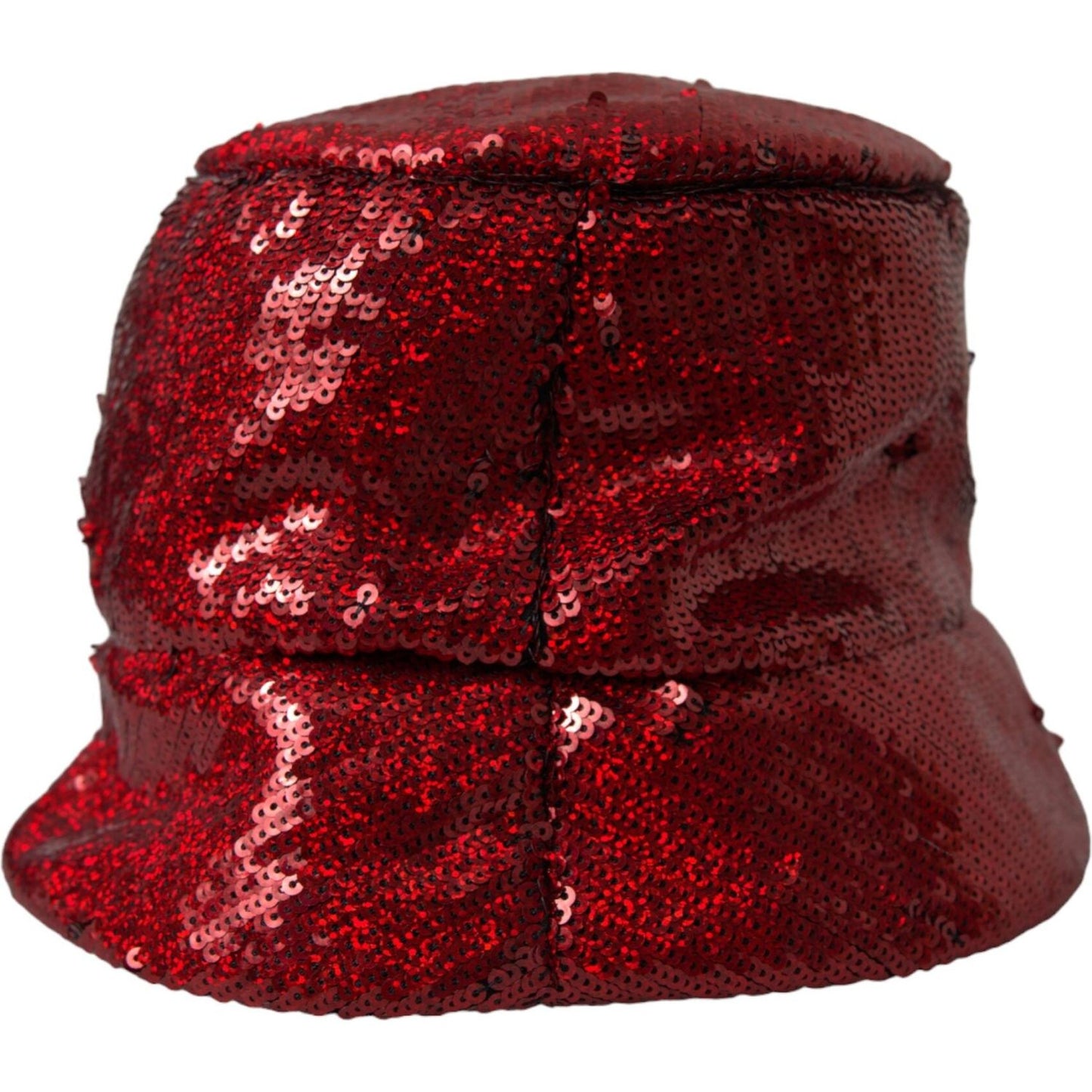 Dolce & Gabbana Red Sequined Nylon Bucket Hat Men Dolce & Gabbana Dark Red