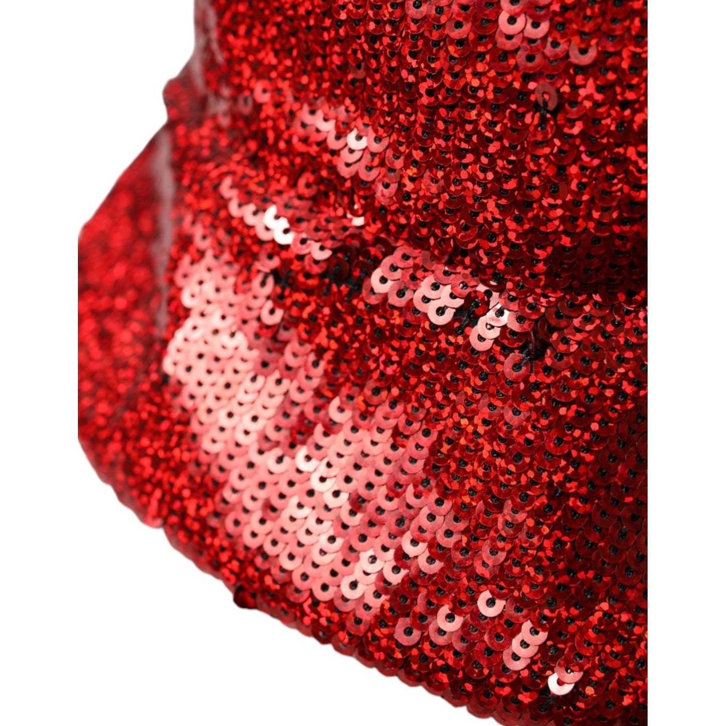 Dolce & Gabbana Red Sequined Nylon Bucket Hat Men Dolce & Gabbana Dark Red