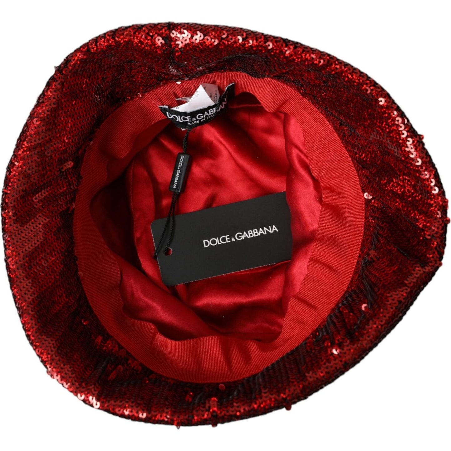 Dolce & Gabbana Red Sequined Nylon Bucket Hat Men Dolce & Gabbana Black