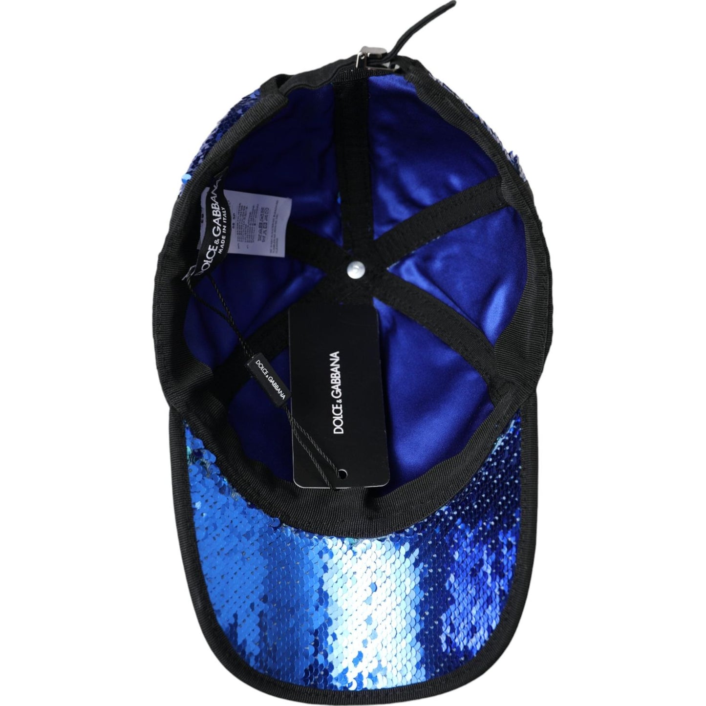Dolce & Gabbana Royal Blue Sequin Baseball Hat Men Dolce & Gabbana Black