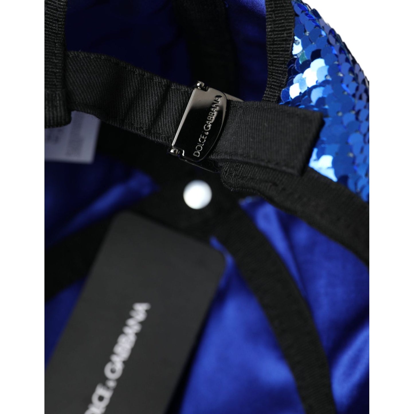 Dolce & Gabbana Royal Blue Sequin Baseball Hat Men Dolce & Gabbana Black