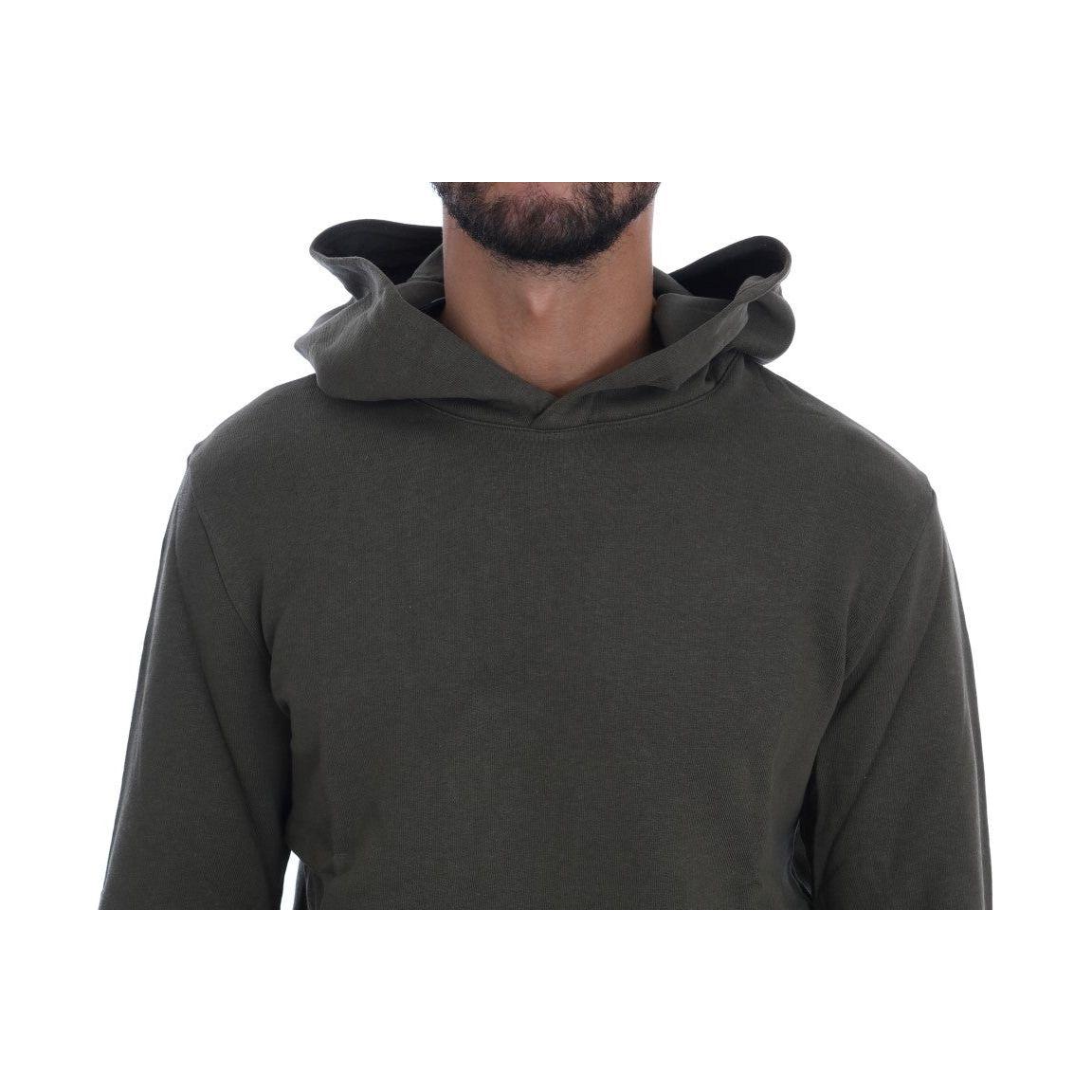 Daniele Alessandrini Green Pullover Hodded Cotton Sweater