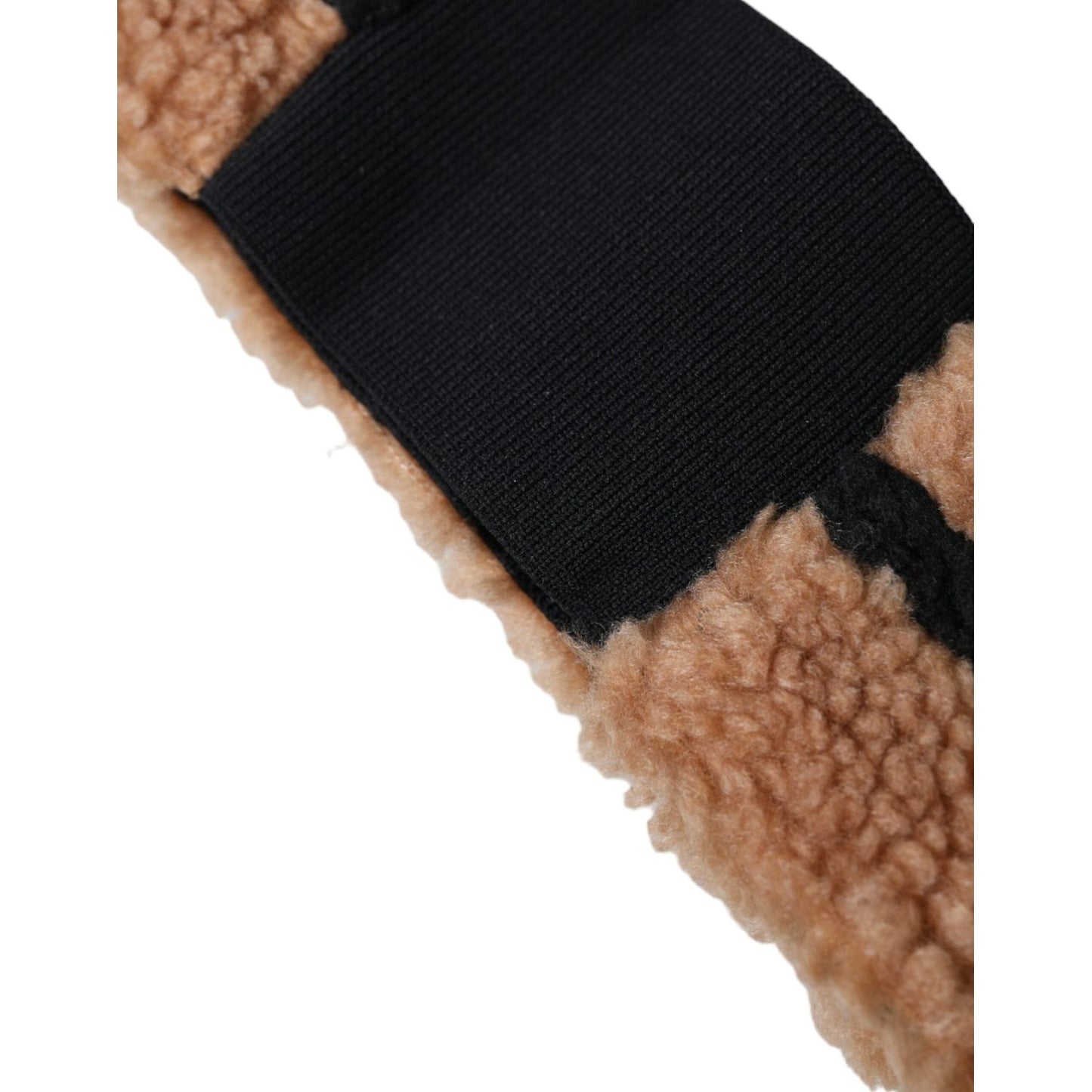 Dolce & Gabbana Brown Black Fleece Wool Head Band Hat Men Dolce & Gabbana Black