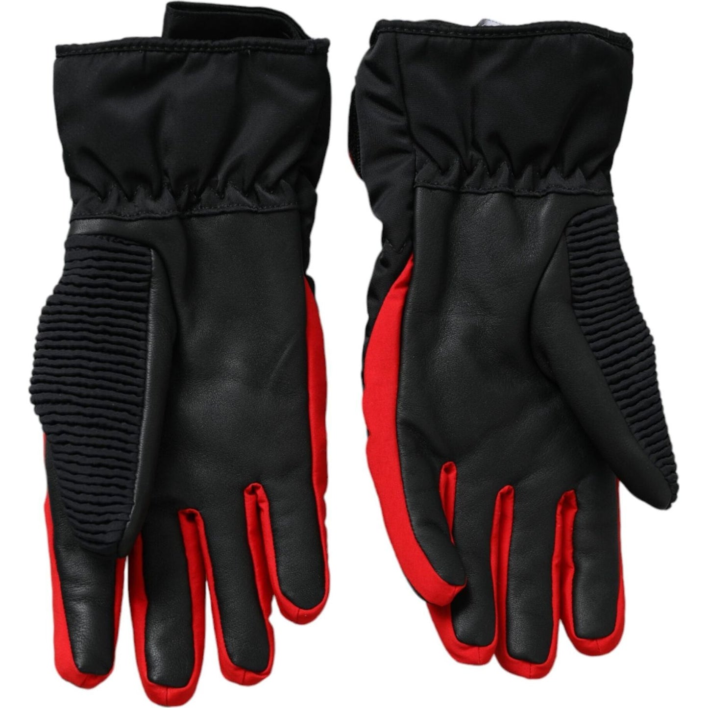 Dolce & Gabbana Black Red Nylon Wrist Length Gloves Dolce & Gabbana Black