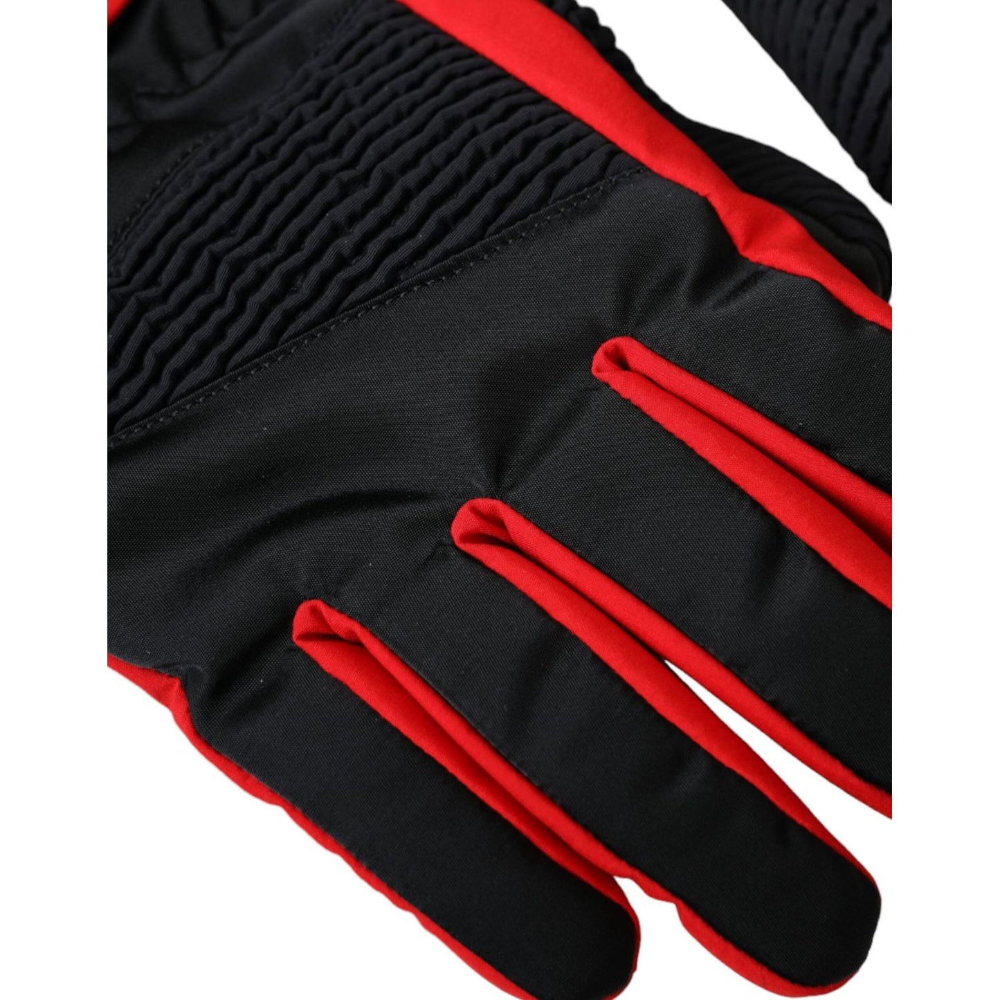Dolce & Gabbana Black Red Nylon Wrist Length Gloves Dolce & Gabbana Black