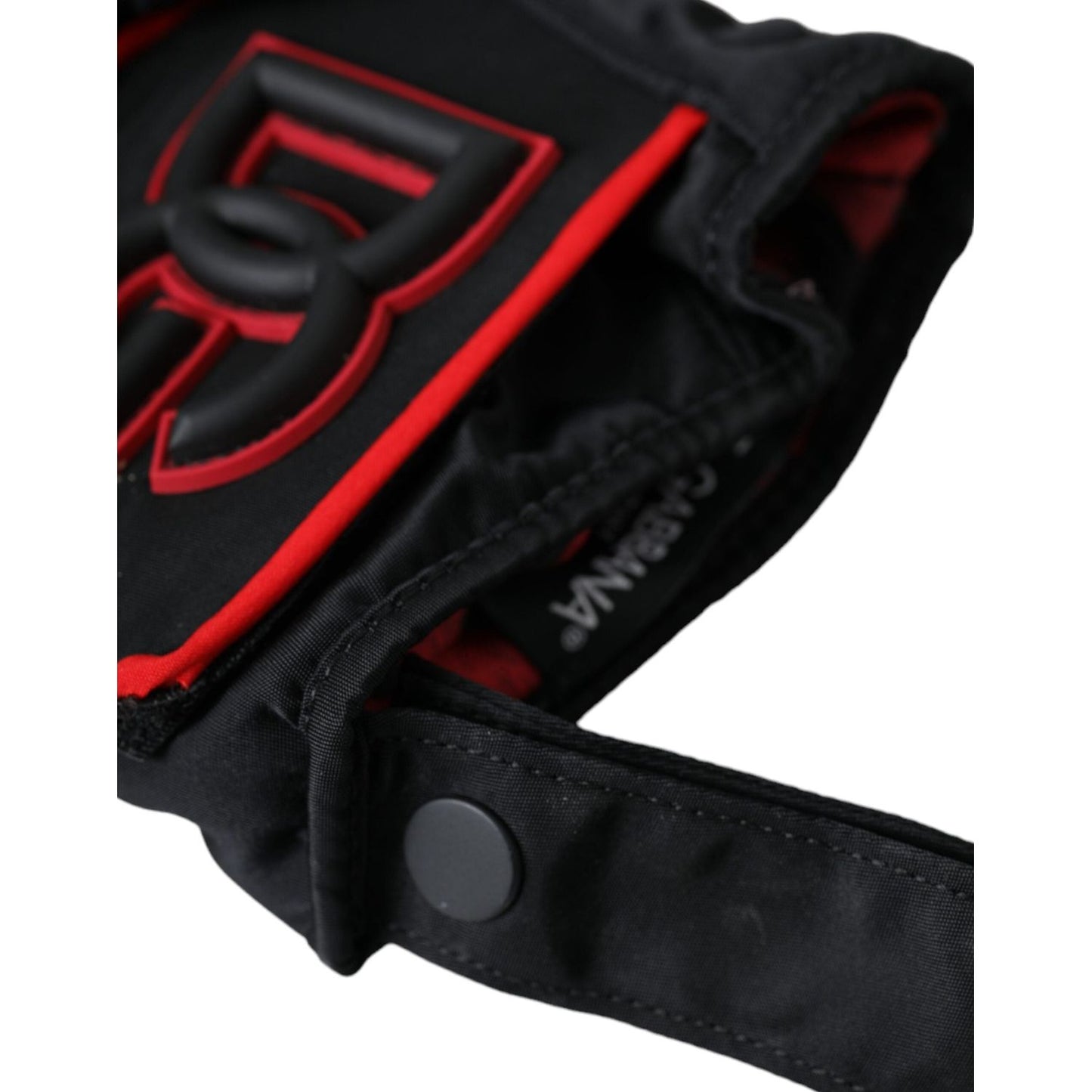 Dolce & Gabbana Black Red Nylon Wrist Length Gloves Dolce & Gabbana Black