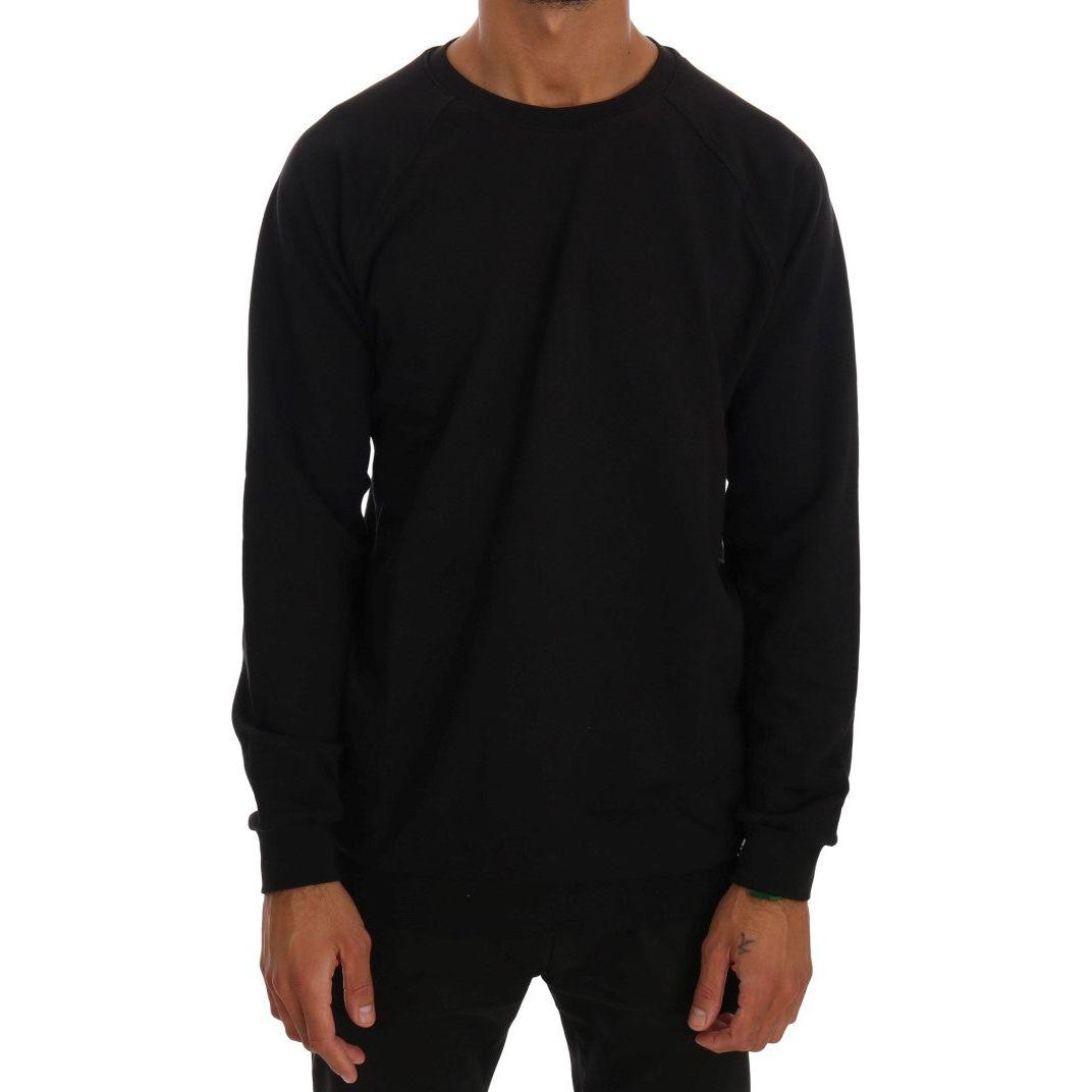 Daniele Alessandrini Black Crewneck Cotton Pullover Sweater