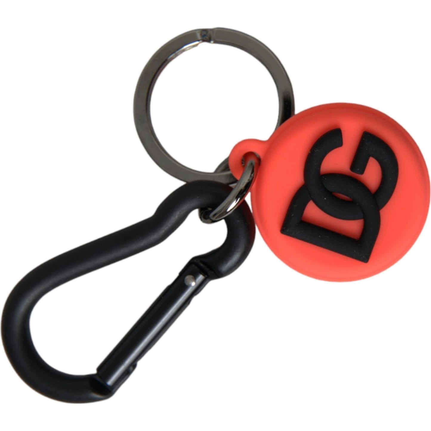 Dolce & Gabbana Red Orange Rubber DG Logo Round Metal Keyring Keychain Dolce & Gabbana Tomato