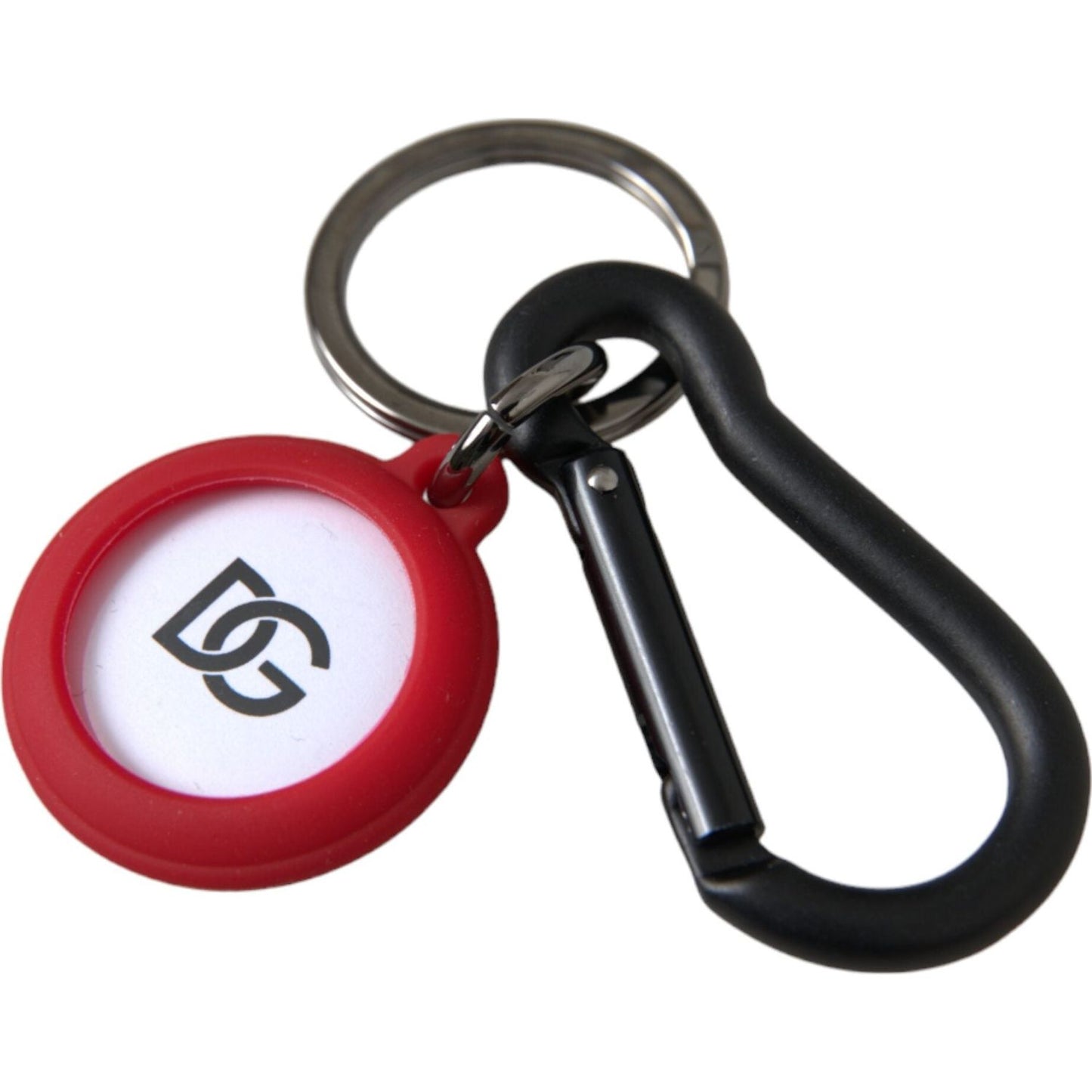 Dolce & Gabbana Red Rubber DG Logo Round Metal Brass Keyring Keychain Dolce & Gabbana Dark Slate Gray