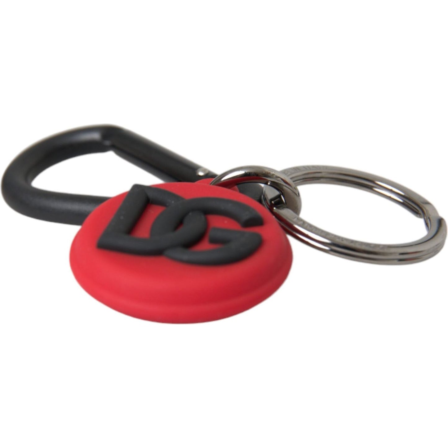 Dolce & Gabbana Red Rubber DG Logo Round Metal Brass Keyring Keychain Dolce & Gabbana Dark Slate Gray
