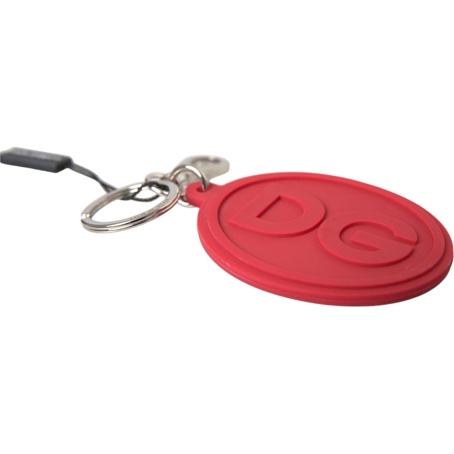 Dolce & Gabbana Red Rubber DG Logo Silver Brass Metal Keyring Keychain Dolce & Gabbana Maroon