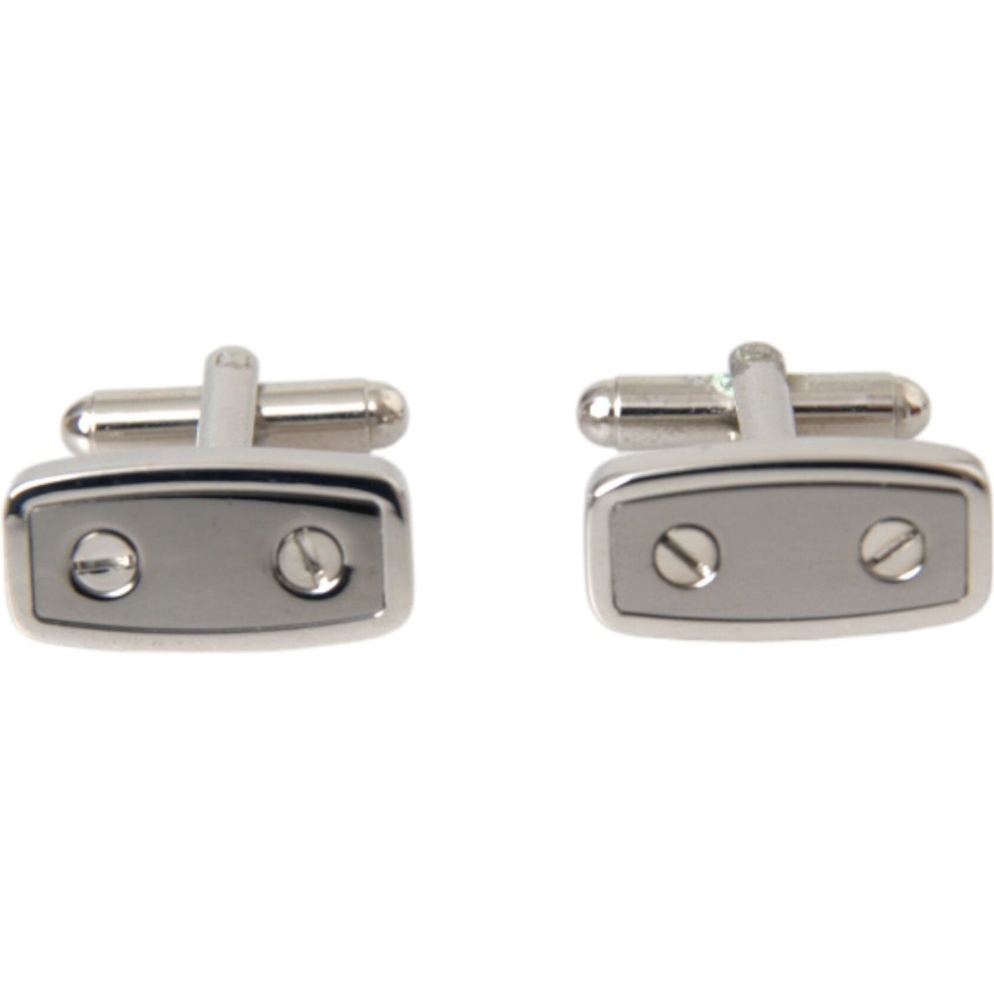 Dolce & Gabbana Silver Plated Metal Brass Pin Men Cufflinks Cufflinks Dolce & Gabbana Dark Gray