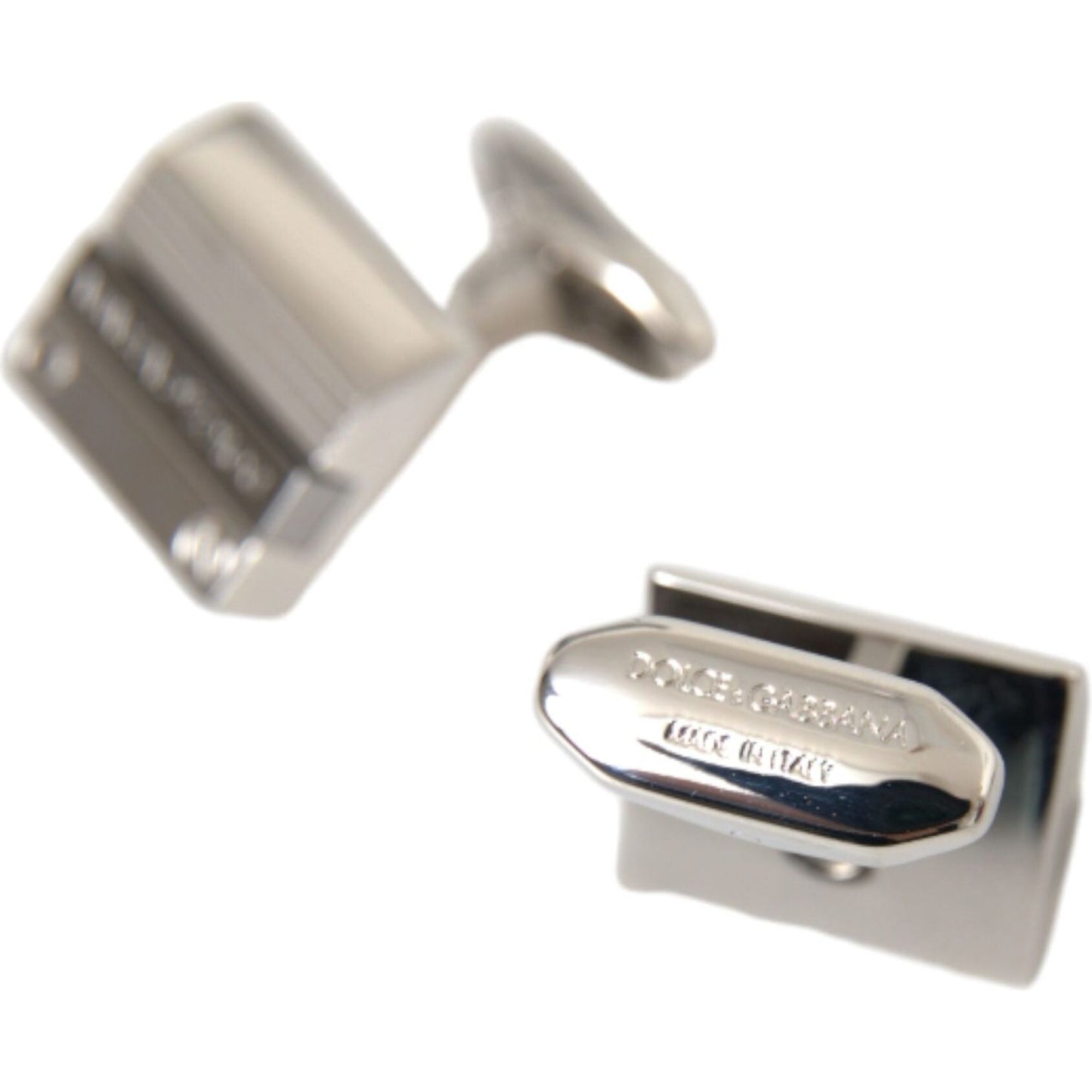 Dolce & Gabbana Silver Plated Metal Brass DG Logo Pin Cufflinks Cufflinks Dolce & Gabbana Dark Gray
