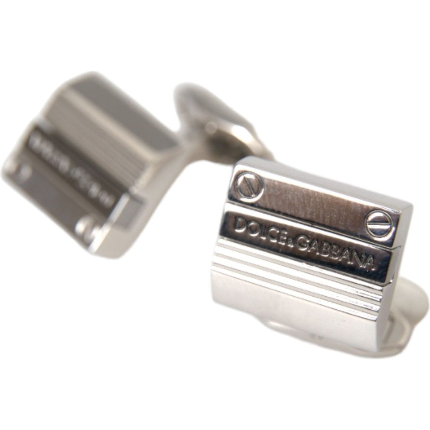Dolce & Gabbana Silver Plated Metal Brass DG Logo Pin Cufflinks Cufflinks Dolce & Gabbana Gray