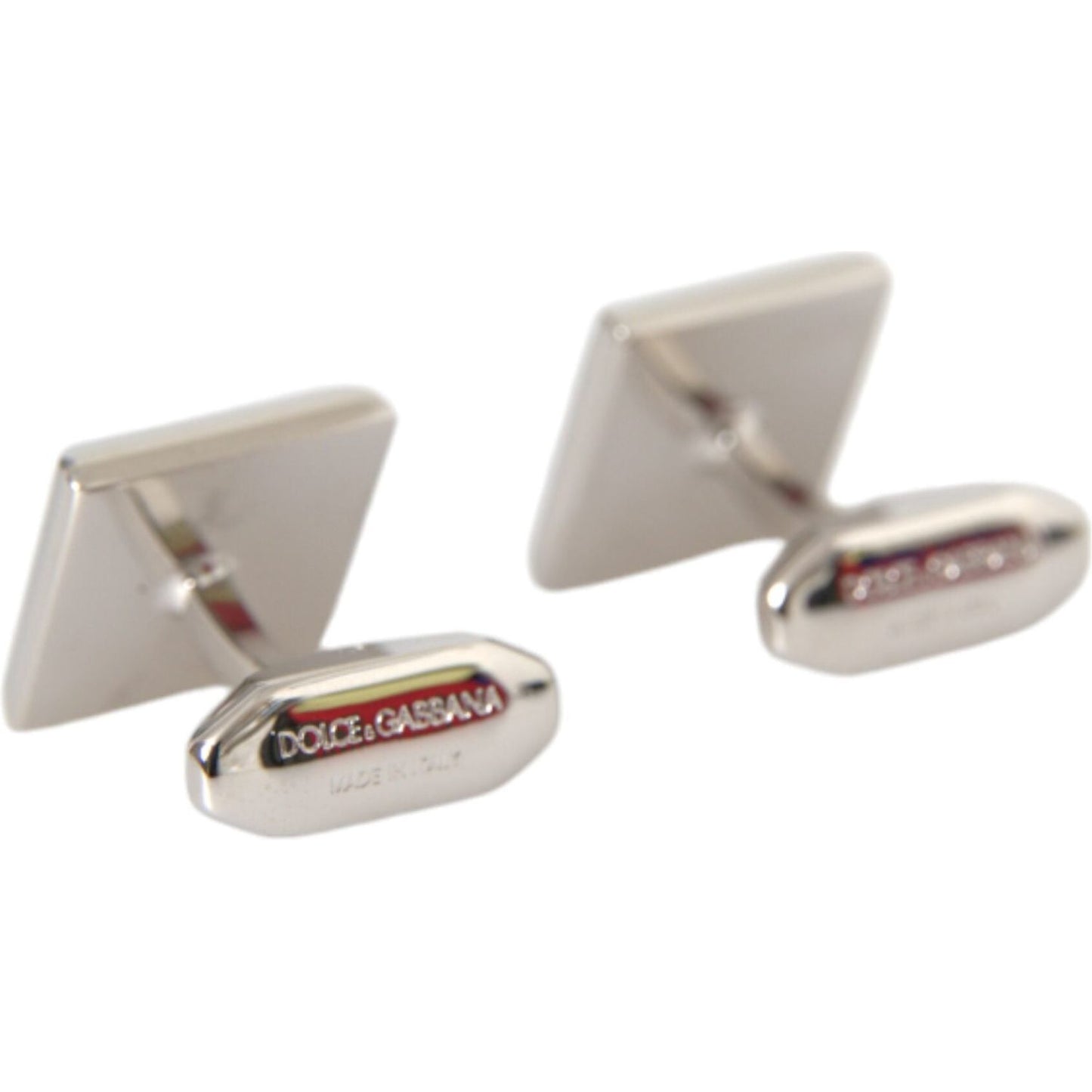 Dolce & Gabbana Silver Plated Brass Pin Crystal Cufflinks Cufflinks Dolce & Gabbana Dark Gray