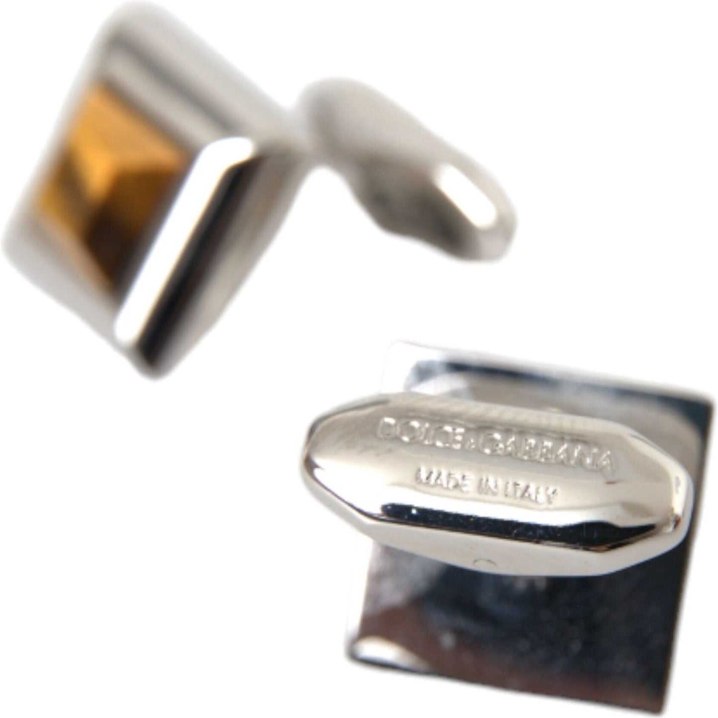 Dolce & Gabbana Silver Plated Brass Pin Crystal Cufflinks Cufflinks Dolce & Gabbana Gray