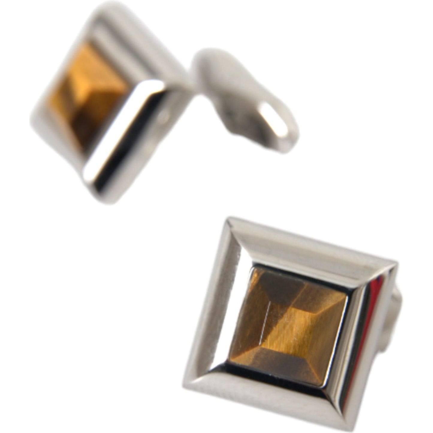 Dolce & Gabbana Silver Plated Brass Pin Crystal Cufflinks Cufflinks Dolce & Gabbana Gray
