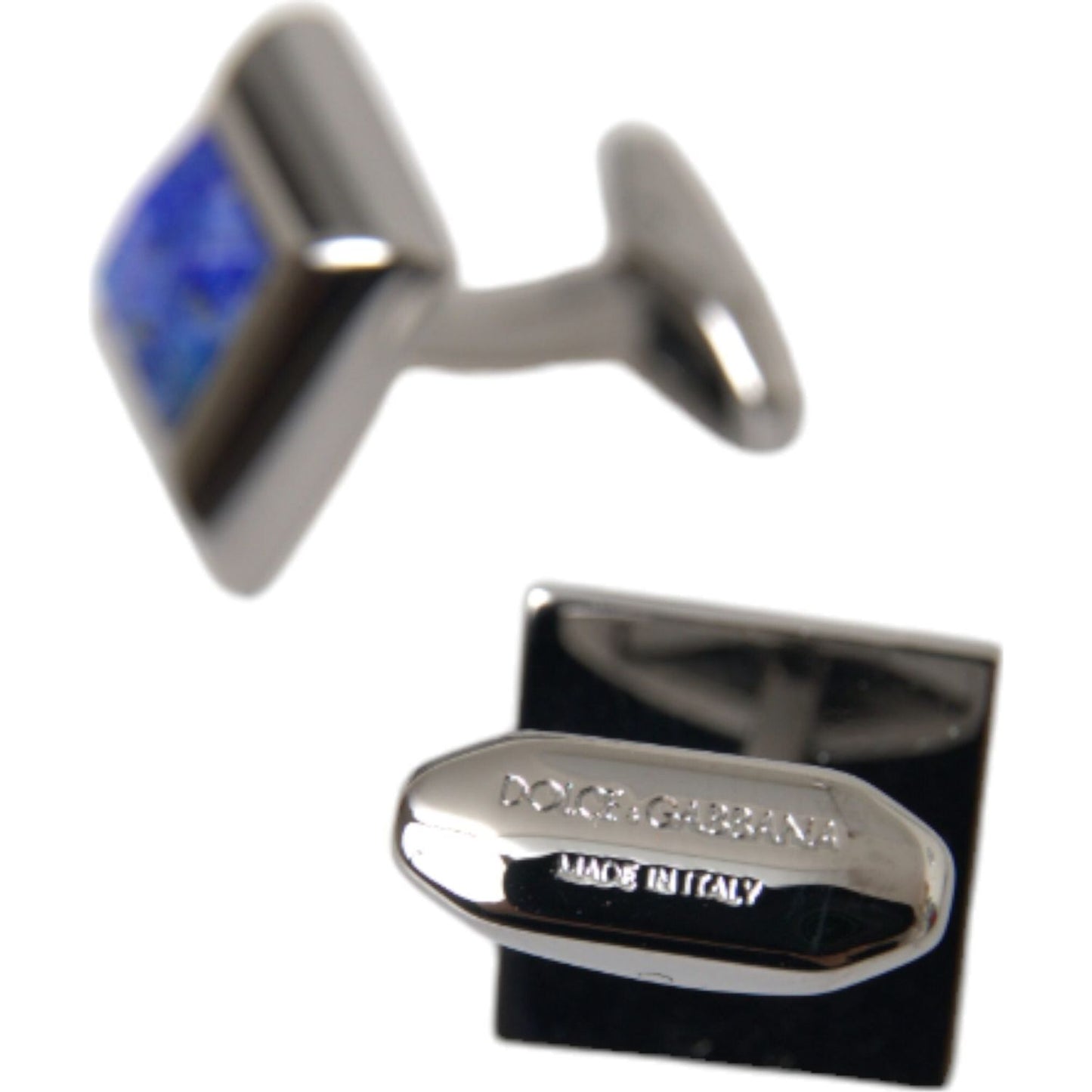 Dolce & Gabbana Silver Plated Brass Pin Crystal Cufflinks Cufflinks Dolce & Gabbana Dark Slate Gray