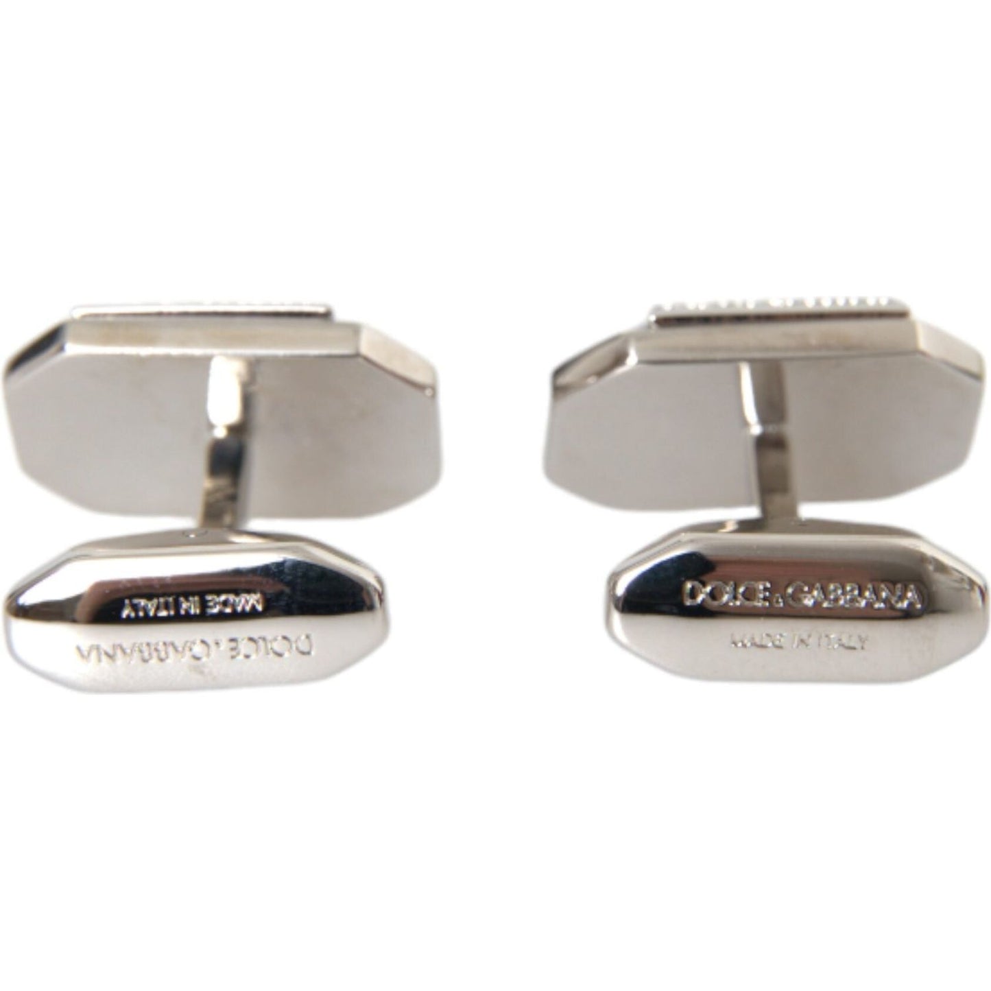 Dolce & Gabbana Silver Plated Brass Pin Crystal Cufflinks Cufflinks Dolce & Gabbana Gray