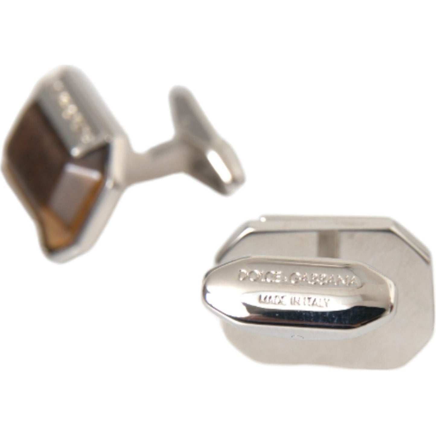 Dolce & Gabbana Silver Plated Brass Pin Crystal Cufflinks Cufflinks Dolce & Gabbana Gray