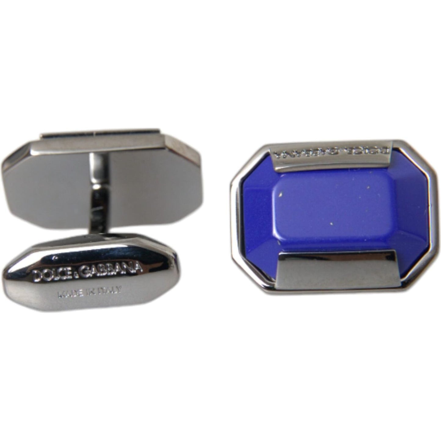 Dolce & Gabbana Silver Plated Brass Pin Crystal Cufflinks Cufflinks Dolce & Gabbana Slate Gray