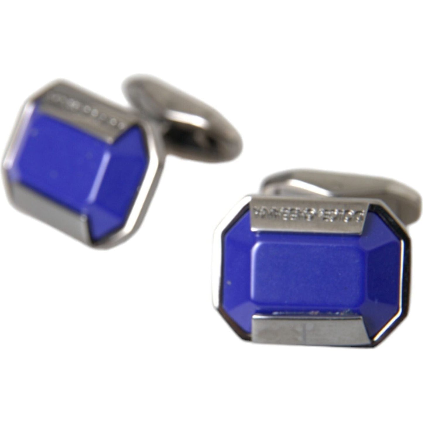 Dolce & Gabbana Silver Plated Brass Pin Crystal Cufflinks Cufflinks Dolce & Gabbana Dark Slate Blue