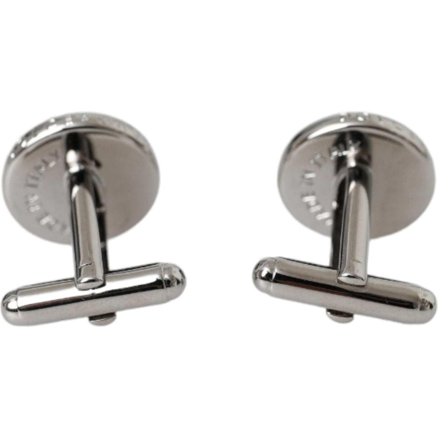 Dolce & Gabbana Silver Plated Brass Round Pin Men Cufflinks Cufflinks Dolce & Gabbana Light Slate Gray