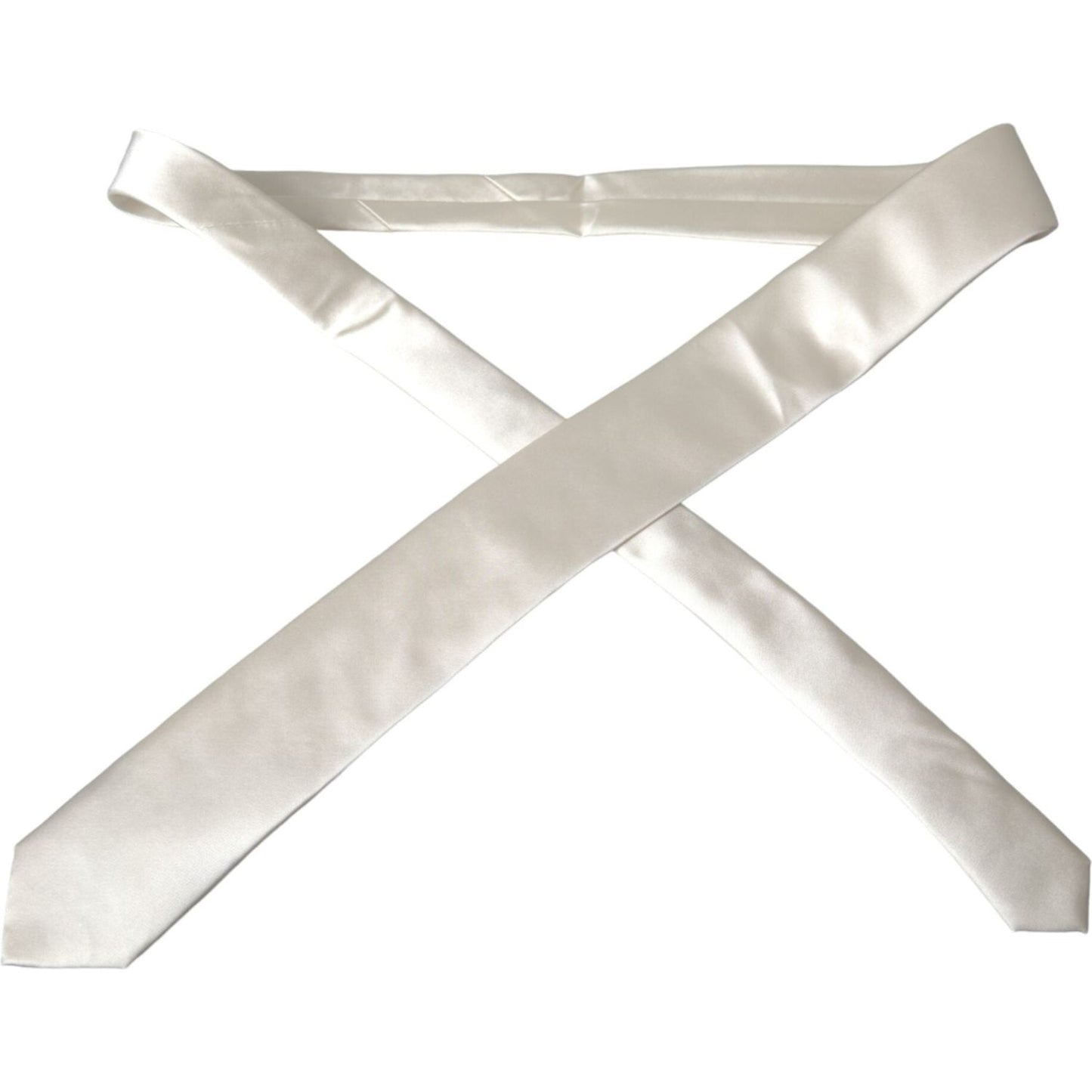 Dolce & Gabbana White Solid 100% Silk Adjustable Tie Dolce & Gabbana Gray