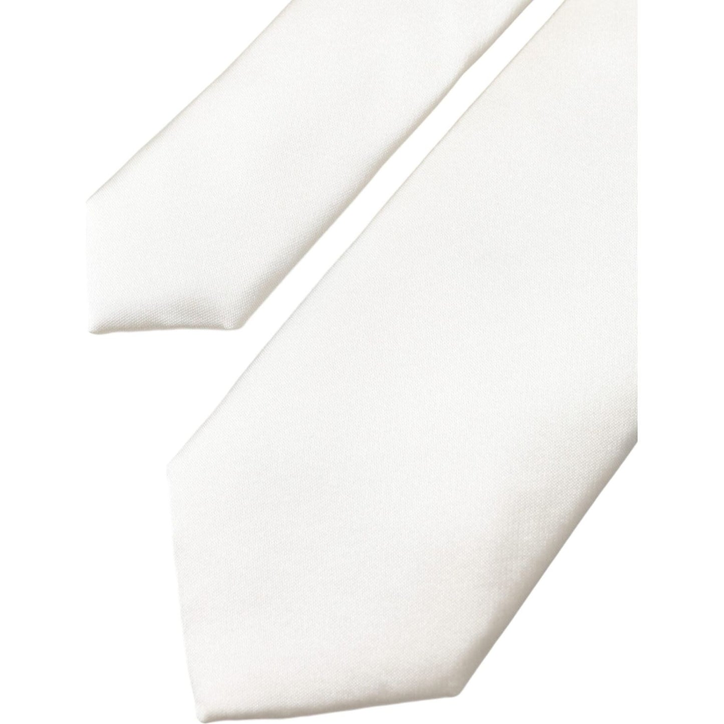 Dolce & Gabbana White Solid 100% Silk Adjustable Tie Dolce & Gabbana White Smoke