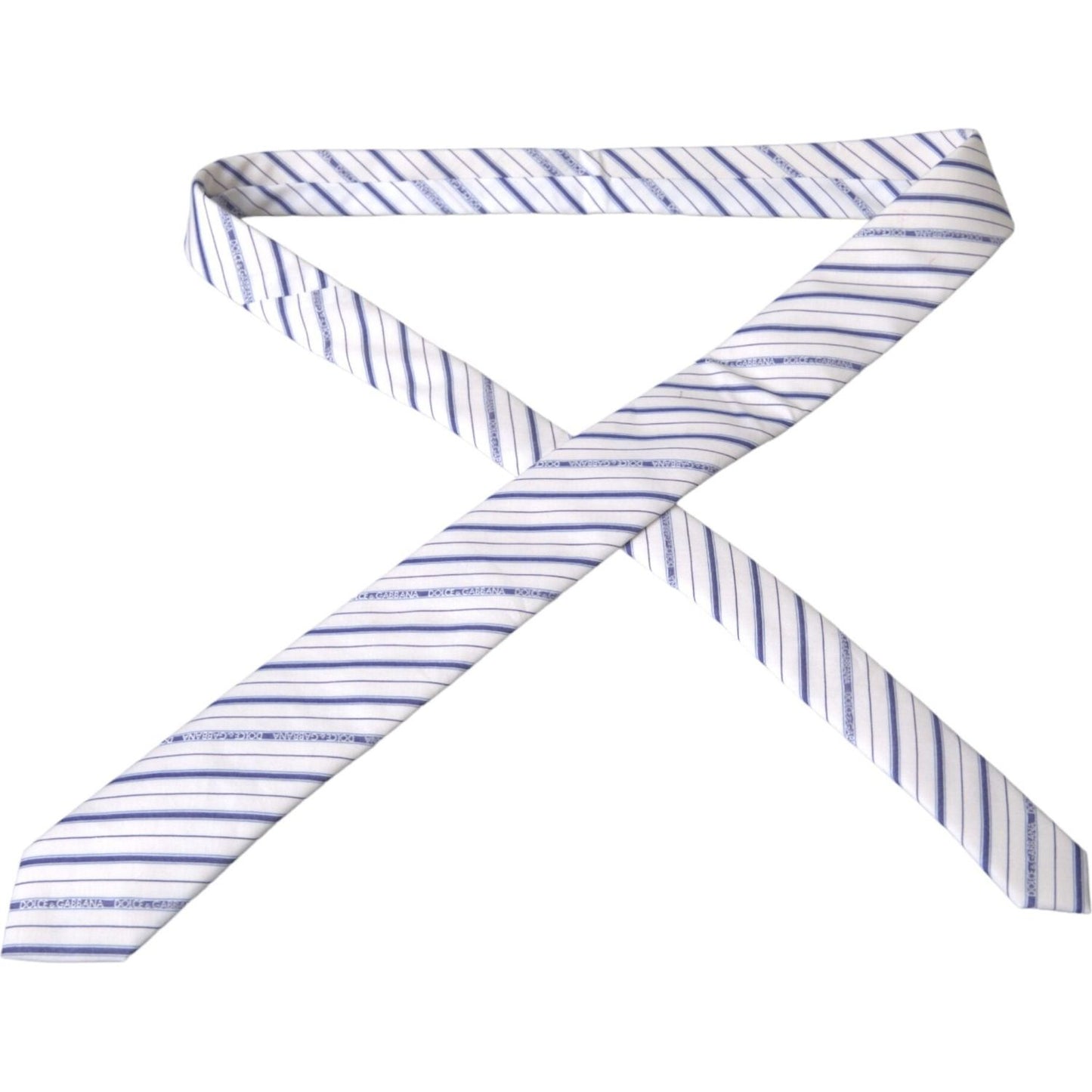 Dolce & Gabbana White Blue Stripes Silk Adjustable Tie Dolce & Gabbana Lavender