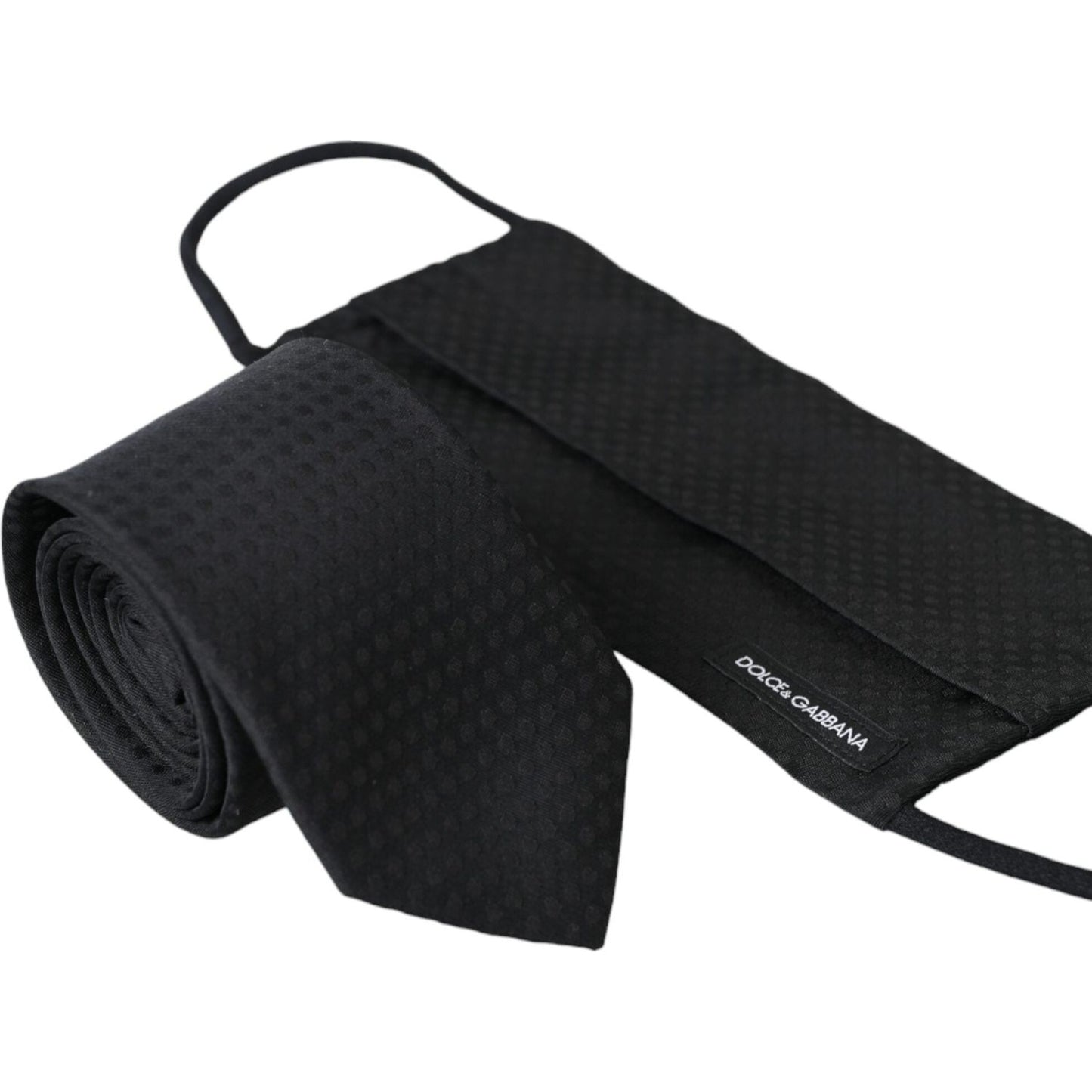 Dolce & Gabbana Black 100% Silk Adjustable Necktie Face Mask Dolce & Gabbana Dark Slate Gray