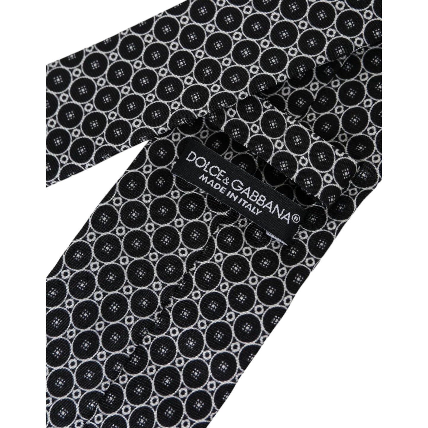 Dolce & Gabbana Black White Patterned Silk Adjustable Men Tie Dolce & Gabbana Black