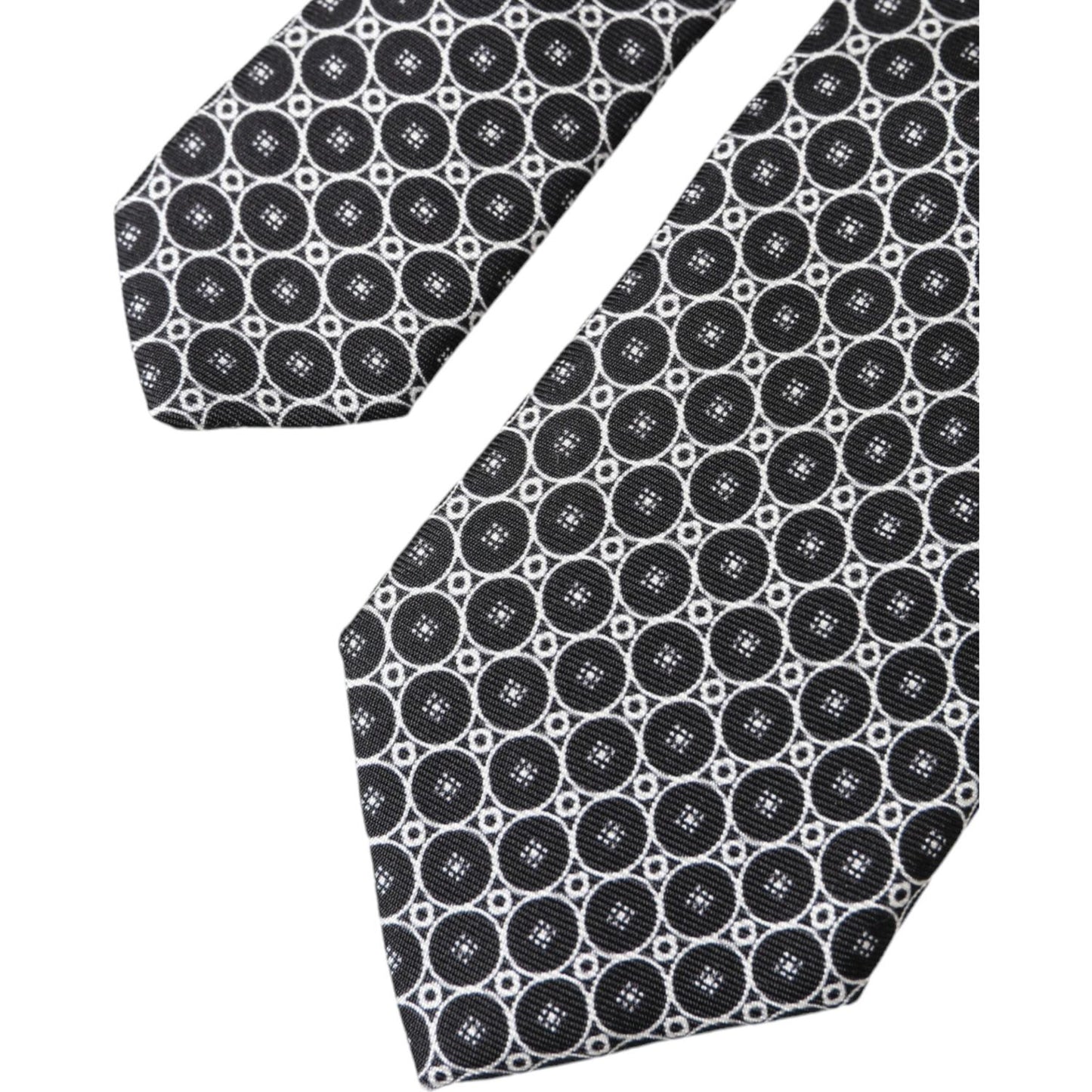 Dolce & Gabbana Black White Patterned Silk Adjustable Men Tie Dolce & Gabbana Dark Slate Gray