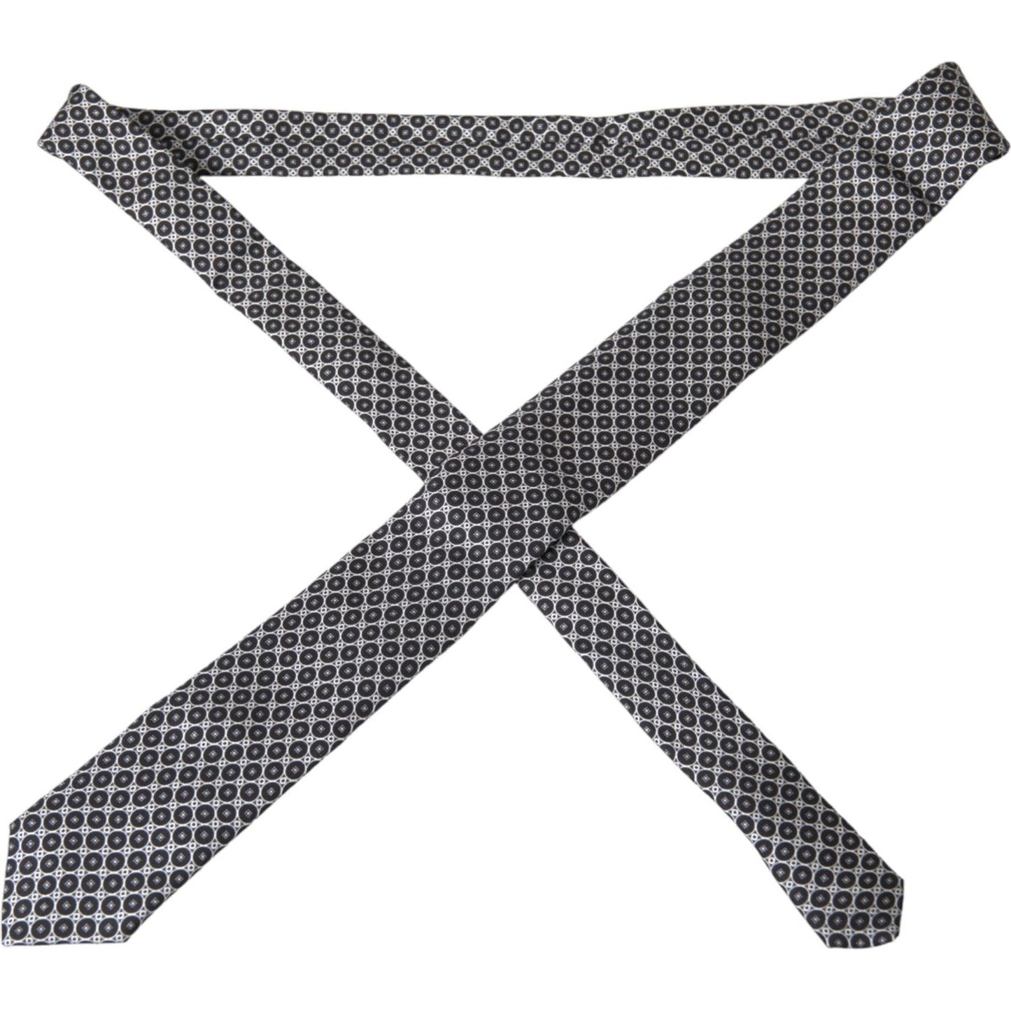 Dolce & Gabbana Black White Patterned Silk Adjustable Men Tie Dolce & Gabbana Dark Slate Gray