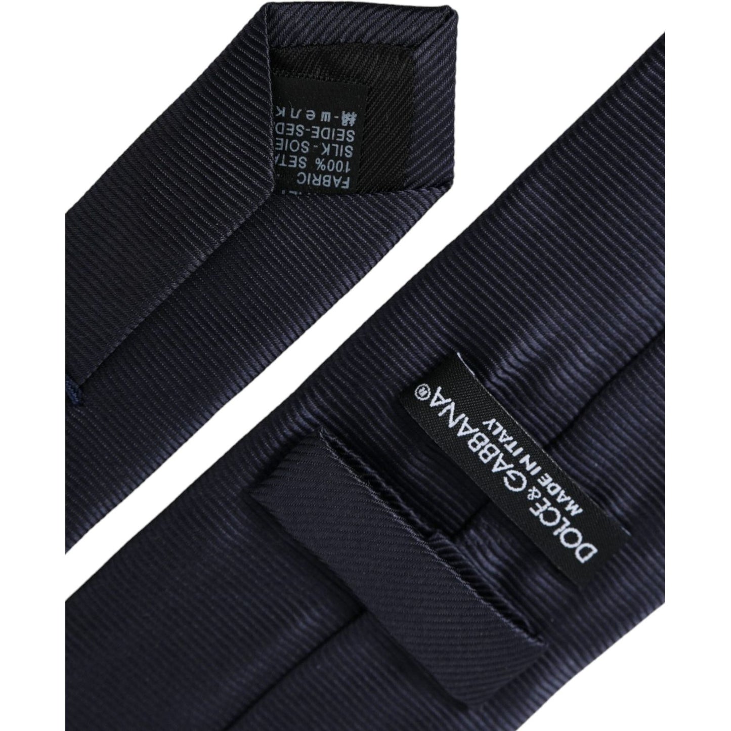 Dolce & Gabbana Blue Solid Silk Adjustable Tie Men Dolce & Gabbana Black