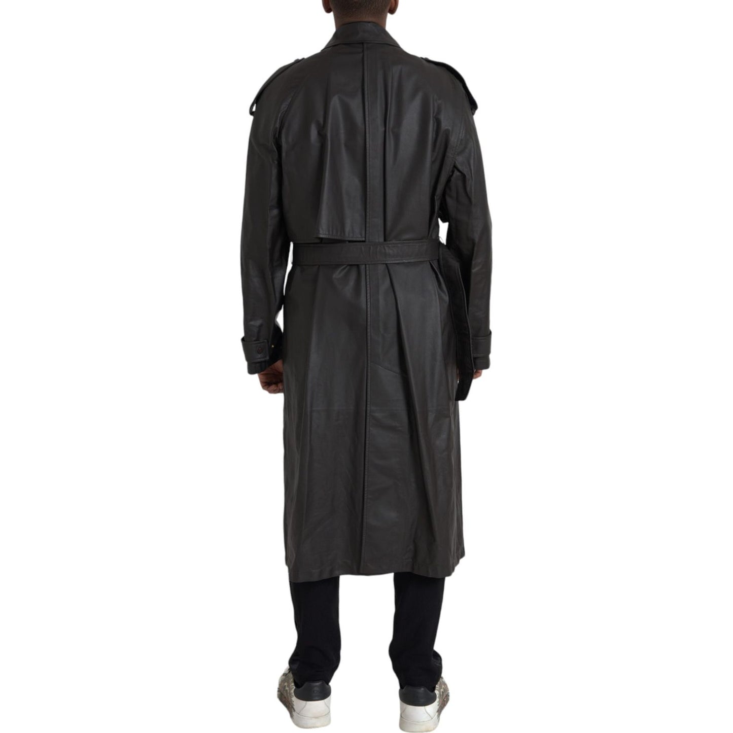 Bottega Veneta Black Matte Waterproof Leather Coat Jacket Bottega Veneta Dark Slate Gray