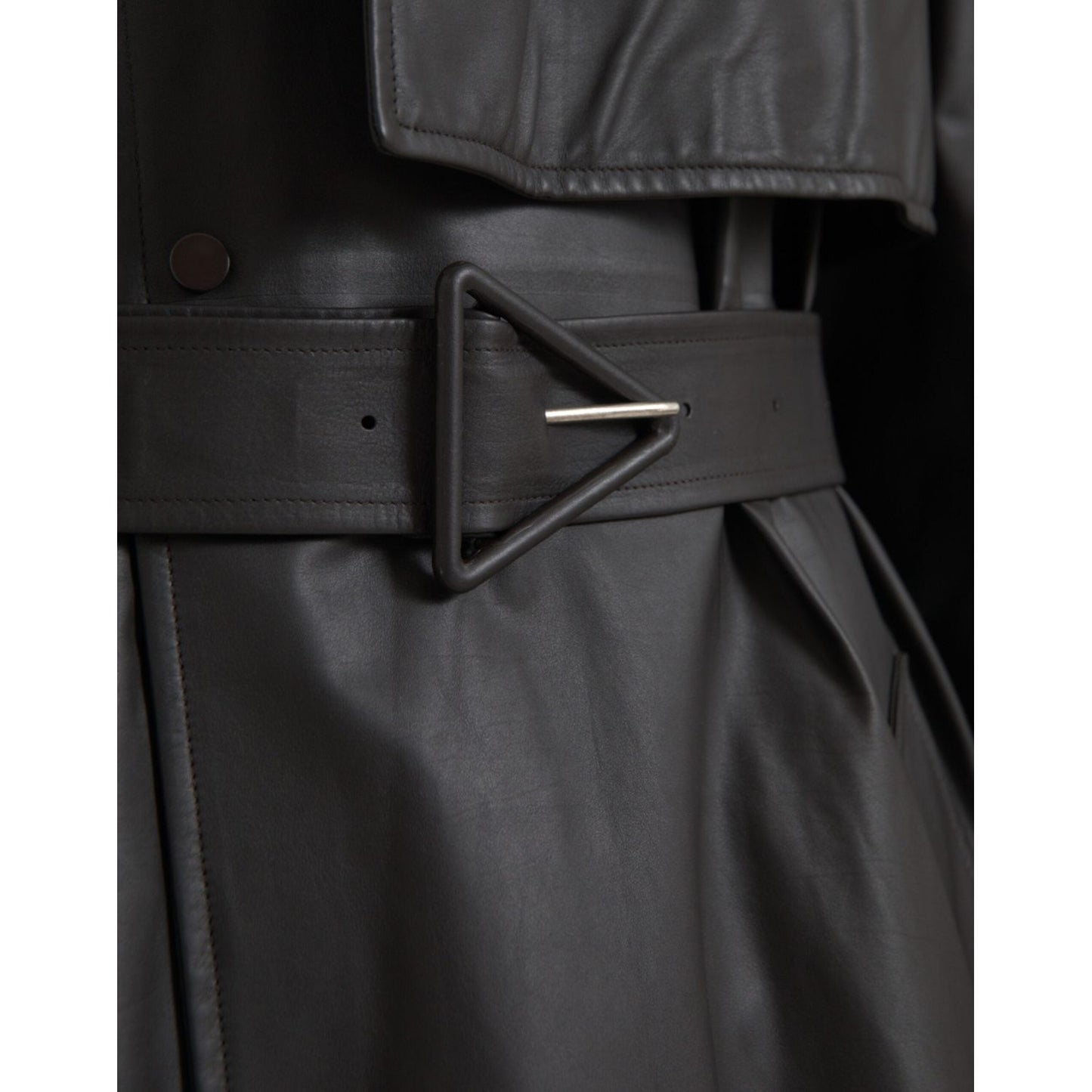 Bottega Veneta Black Matte Waterproof Leather Coat Jacket Bottega Veneta Dark Slate Gray