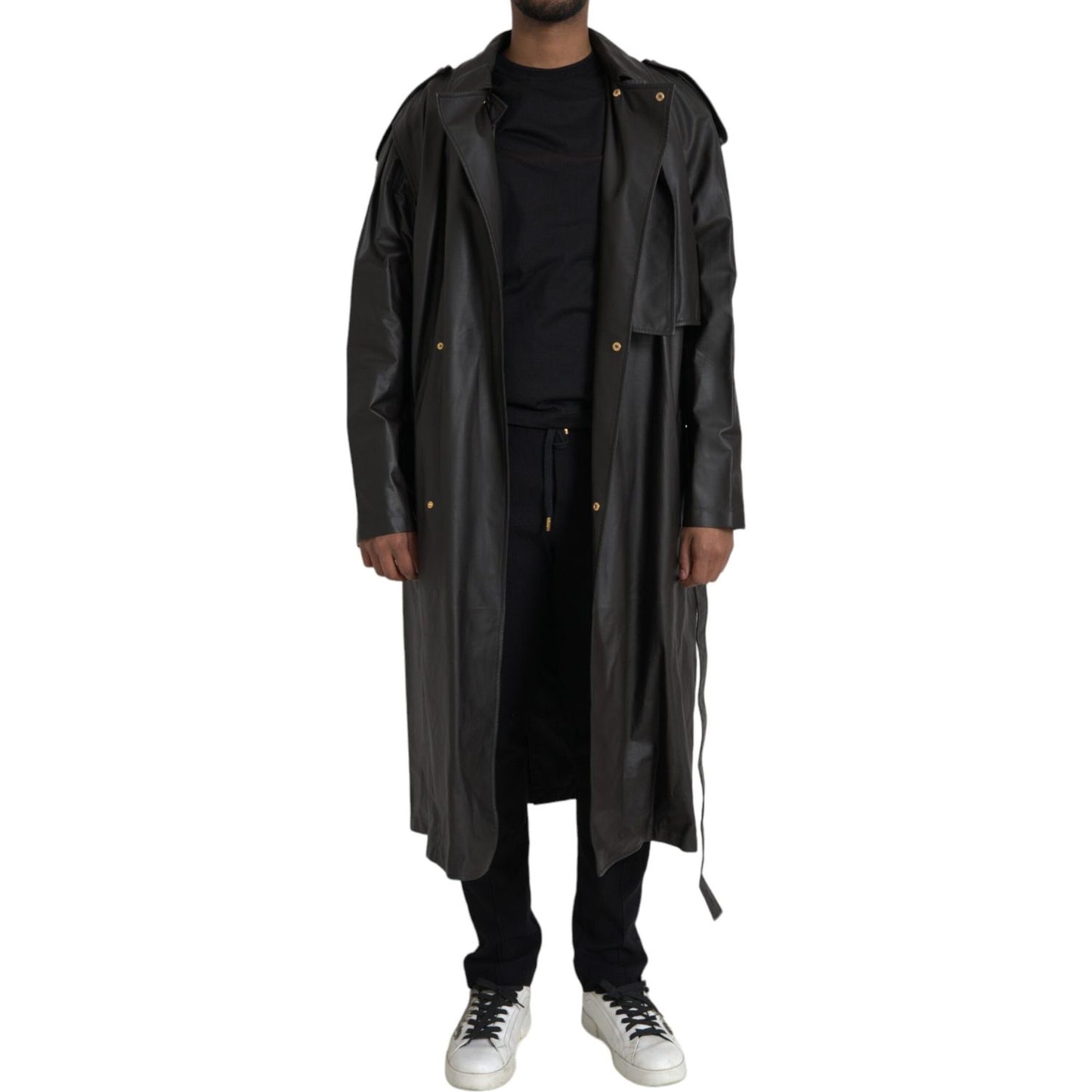 Bottega Veneta Black Matte Waterproof Leather Coat Jacket Bottega Veneta Black