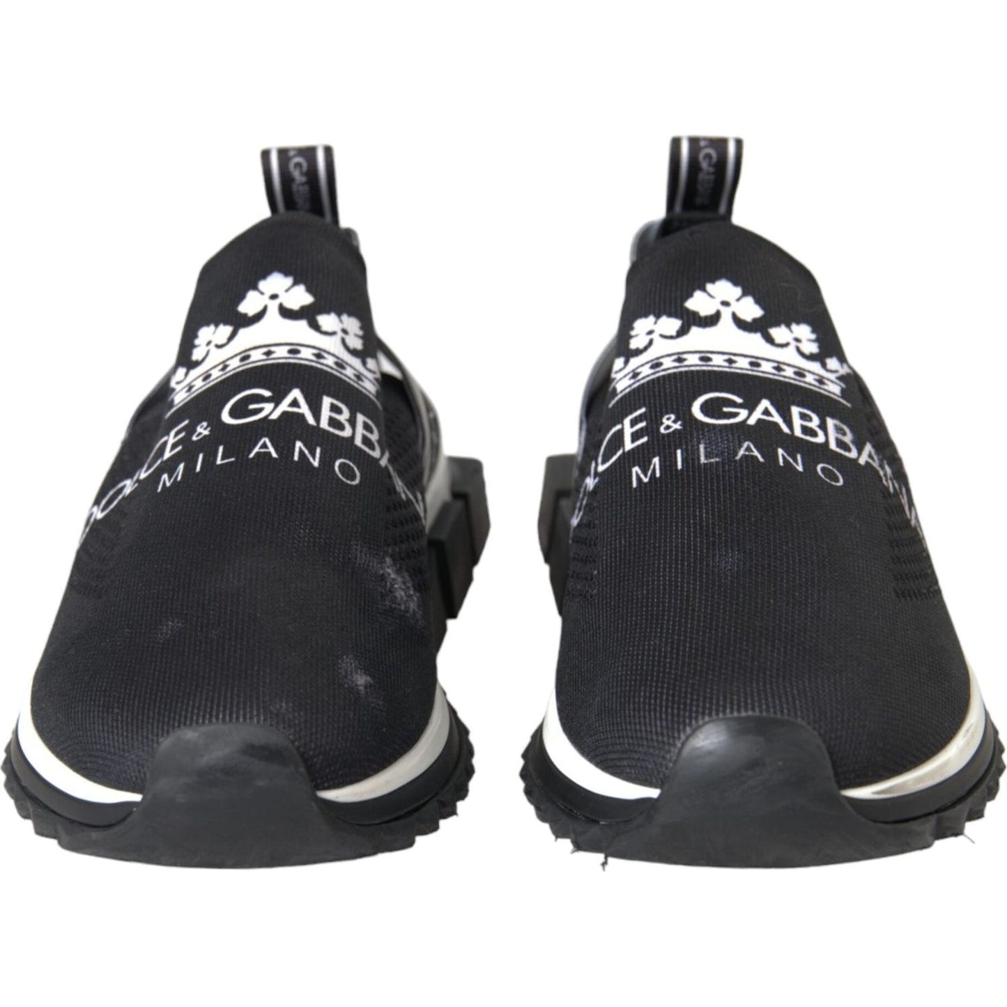Dolce & Gabbana Black White Sorrento Slip On Sneakers Shoes Dolce & Gabbana Dark Slate Gray