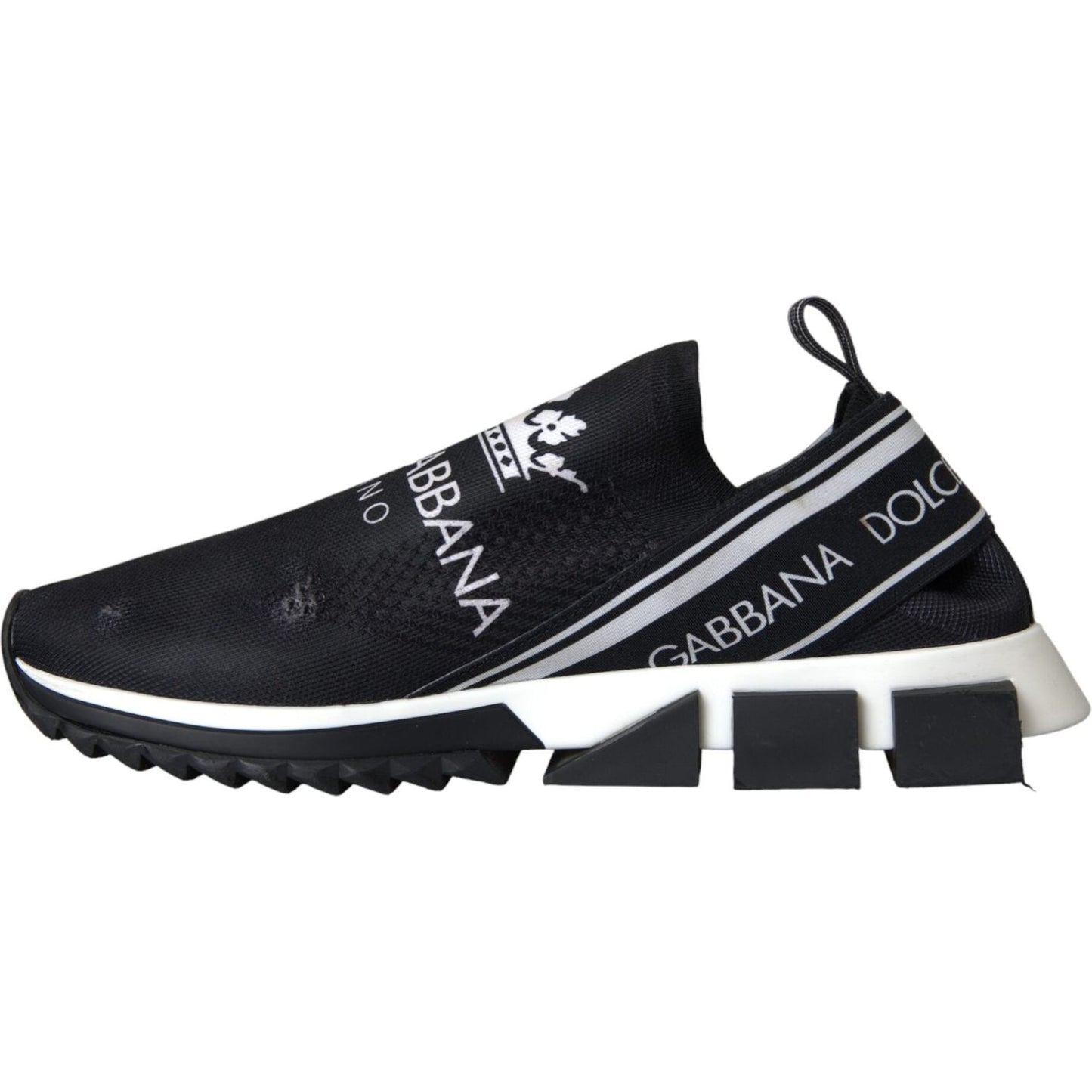 Dolce & Gabbana Black White Sorrento Slip On Sneakers Shoes Dolce & Gabbana Dark Slate Gray
