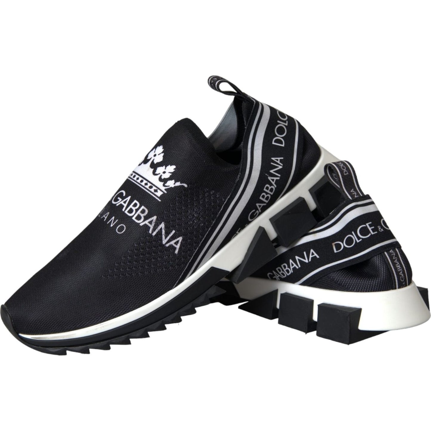 Dolce & Gabbana Black White Sorrento Slip On Sneakers Shoes Dolce & Gabbana Black