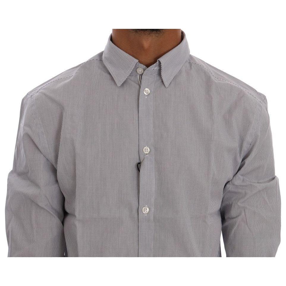 Frankie Morello White Blue Check Casual Cotton Regular Fit Shirt