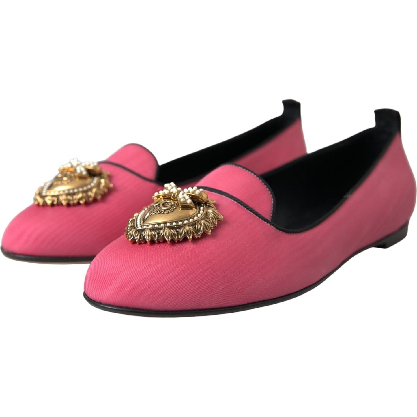 Dolce & Gabbana Pink Velvet Slip On Loafers Flats Shoes Dolce & Gabbana Maroon